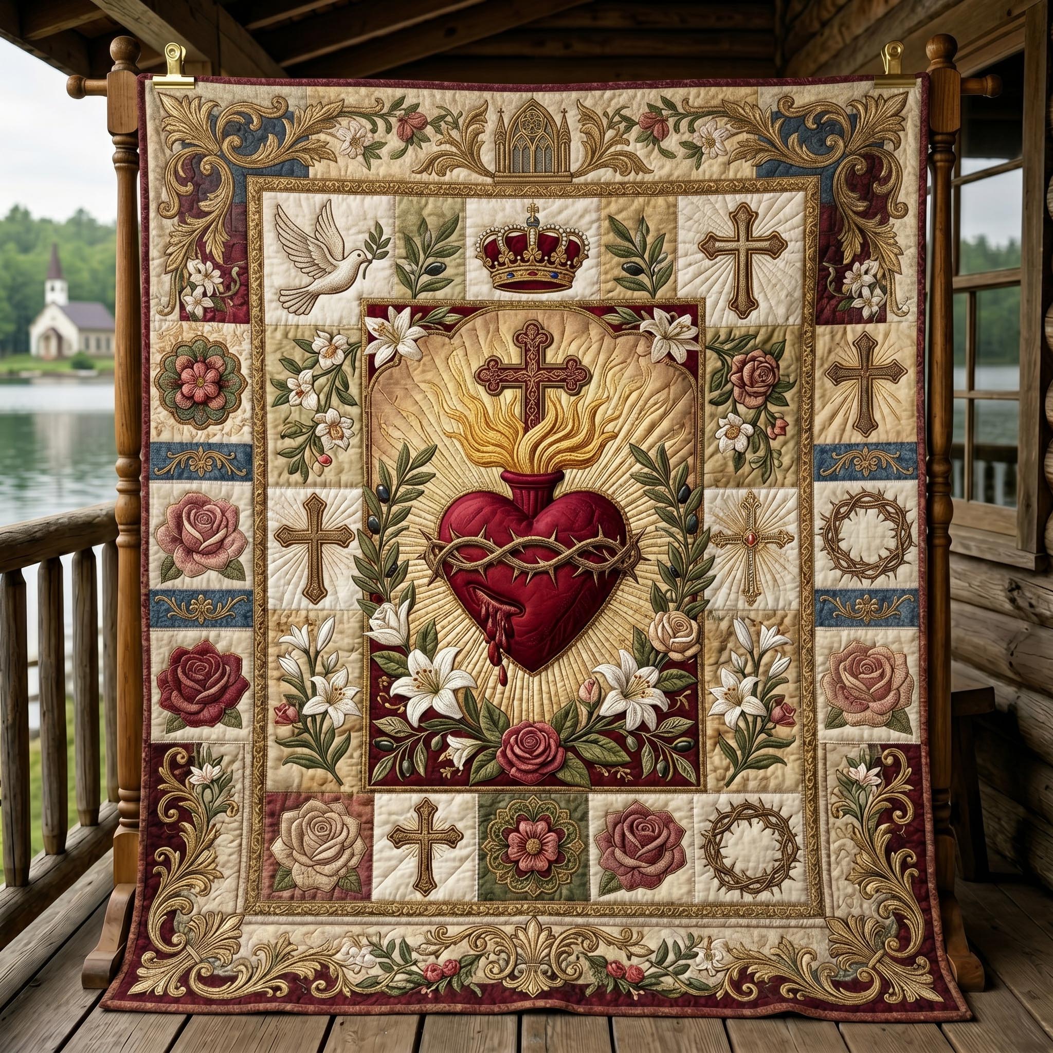 Sacred Heart Quilted Blanket GFTONMU651