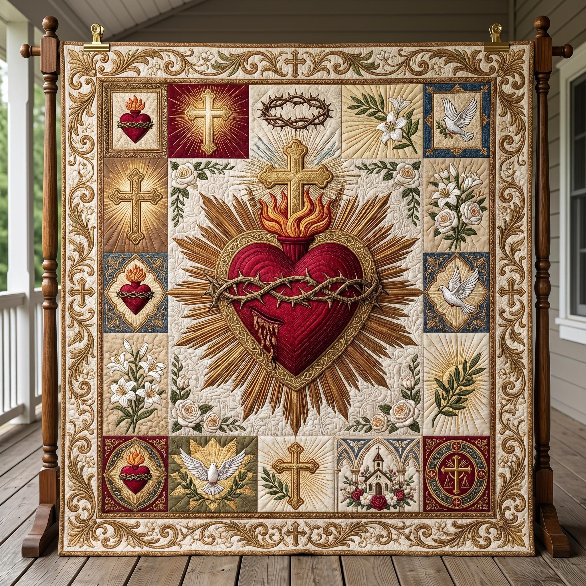 Sacred Heart Quilted Blanket GFTONMU652