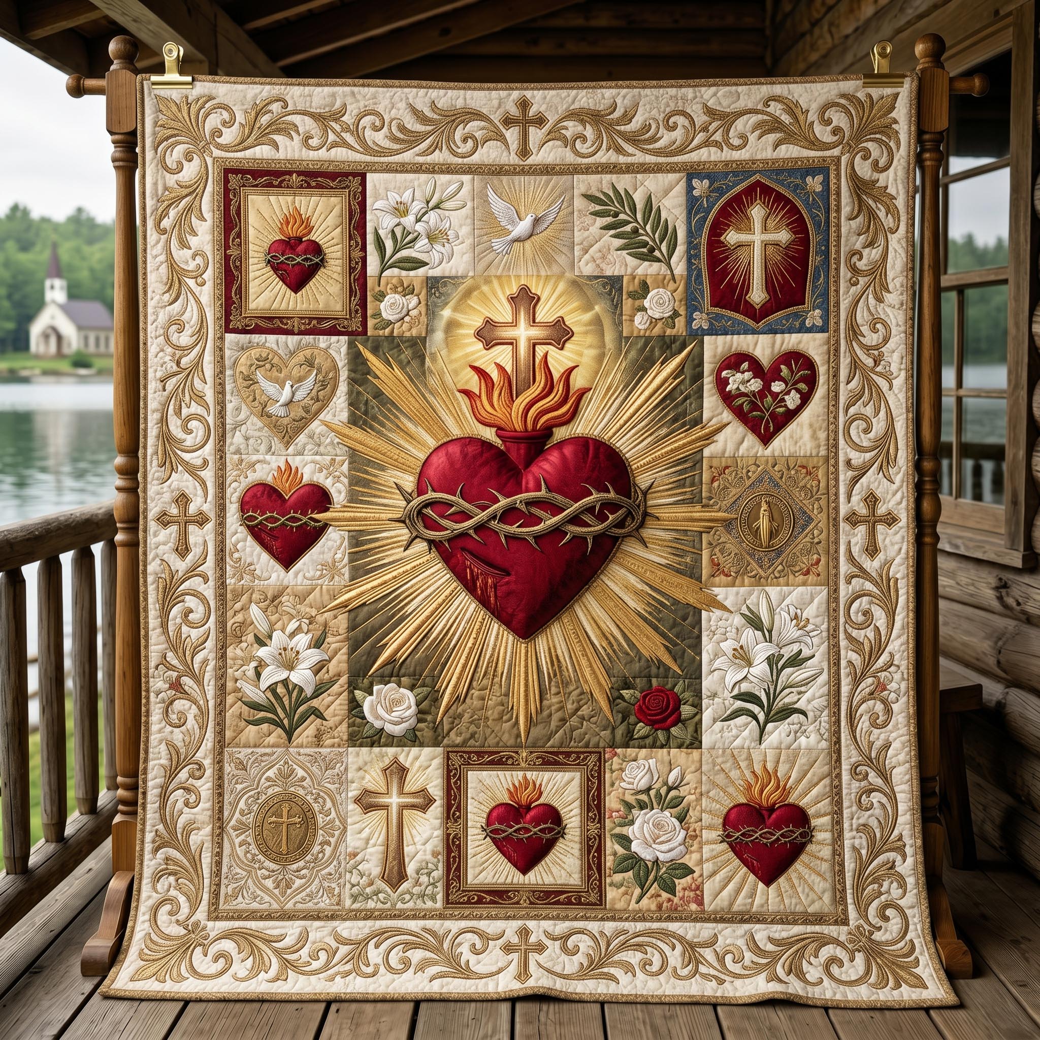 Sacred Heart Quilted Blanket GFTONMU653