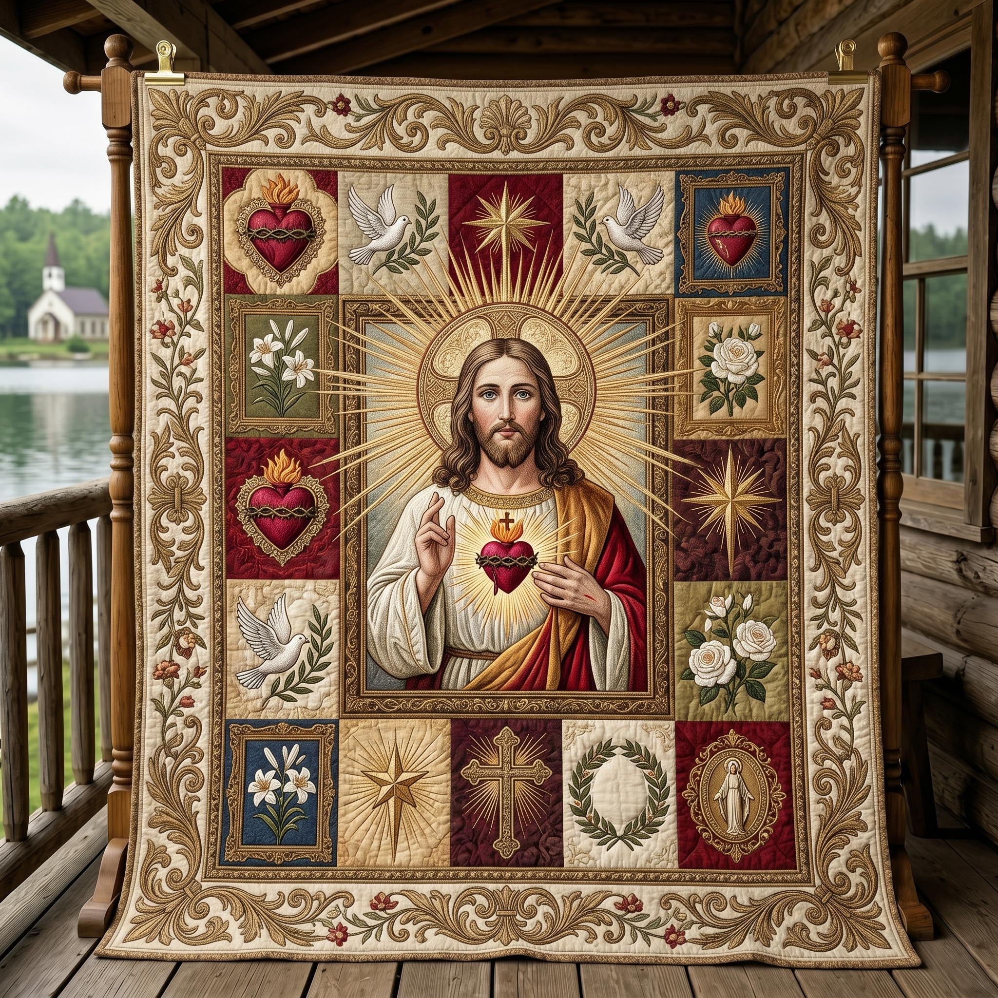 Sacred Heart Quilted Blanket GFTONMU655
