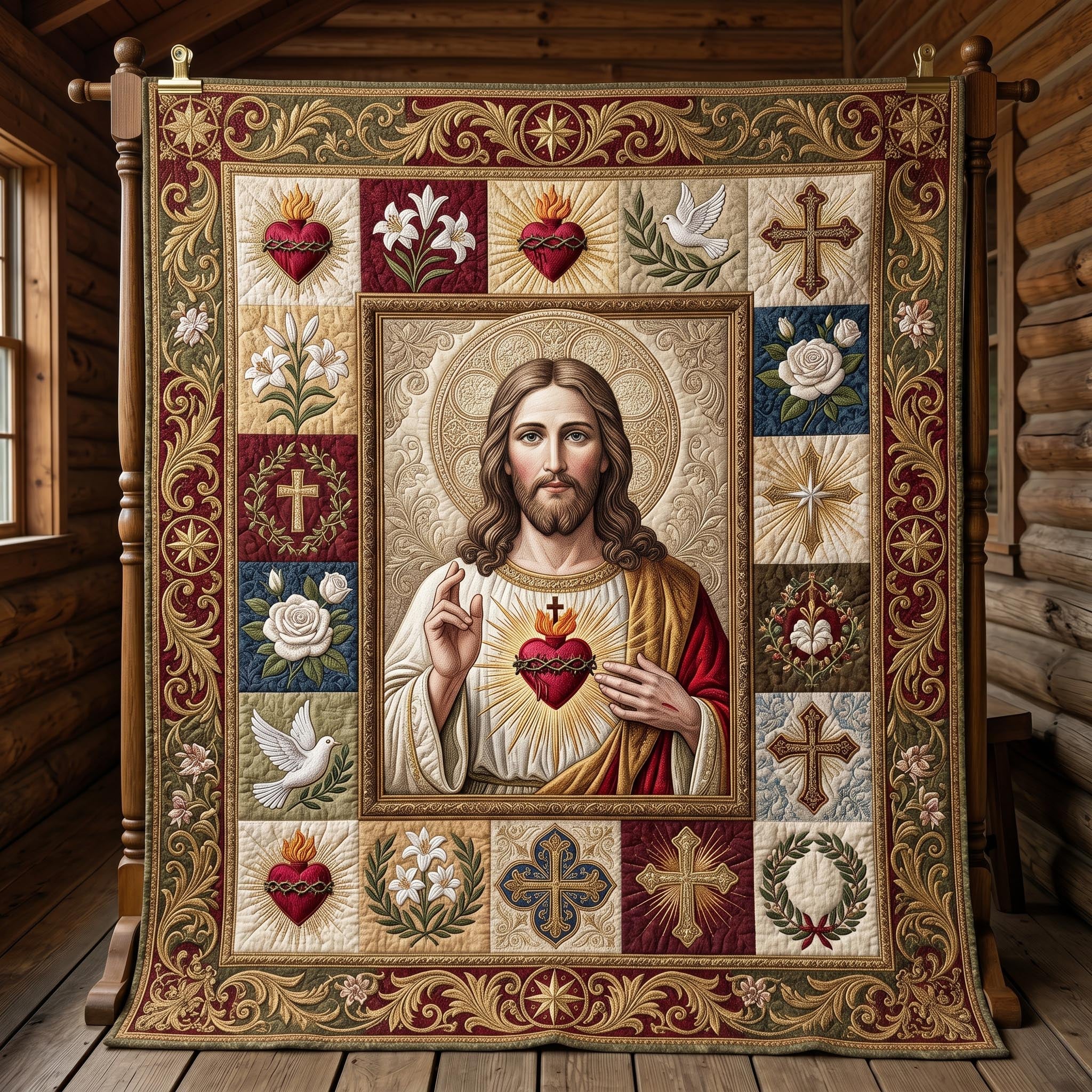 Sacred Heart Quilted Blanket GFTONMU656