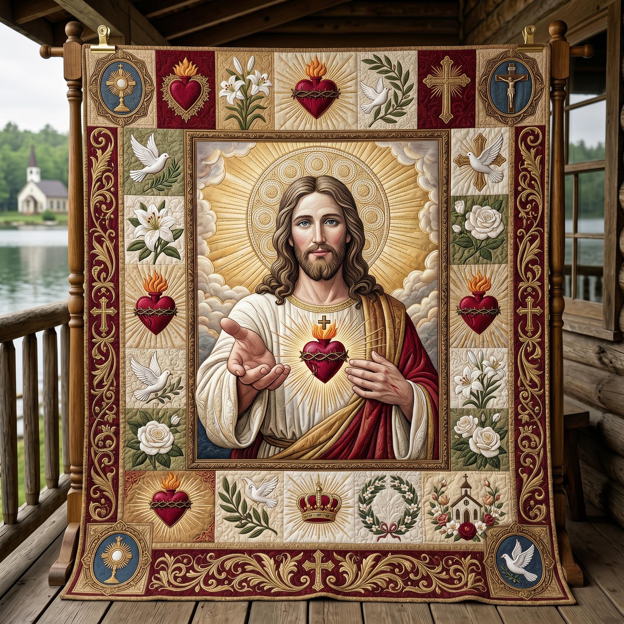 Sacred Heart Quilted Blanket GFTONMU657