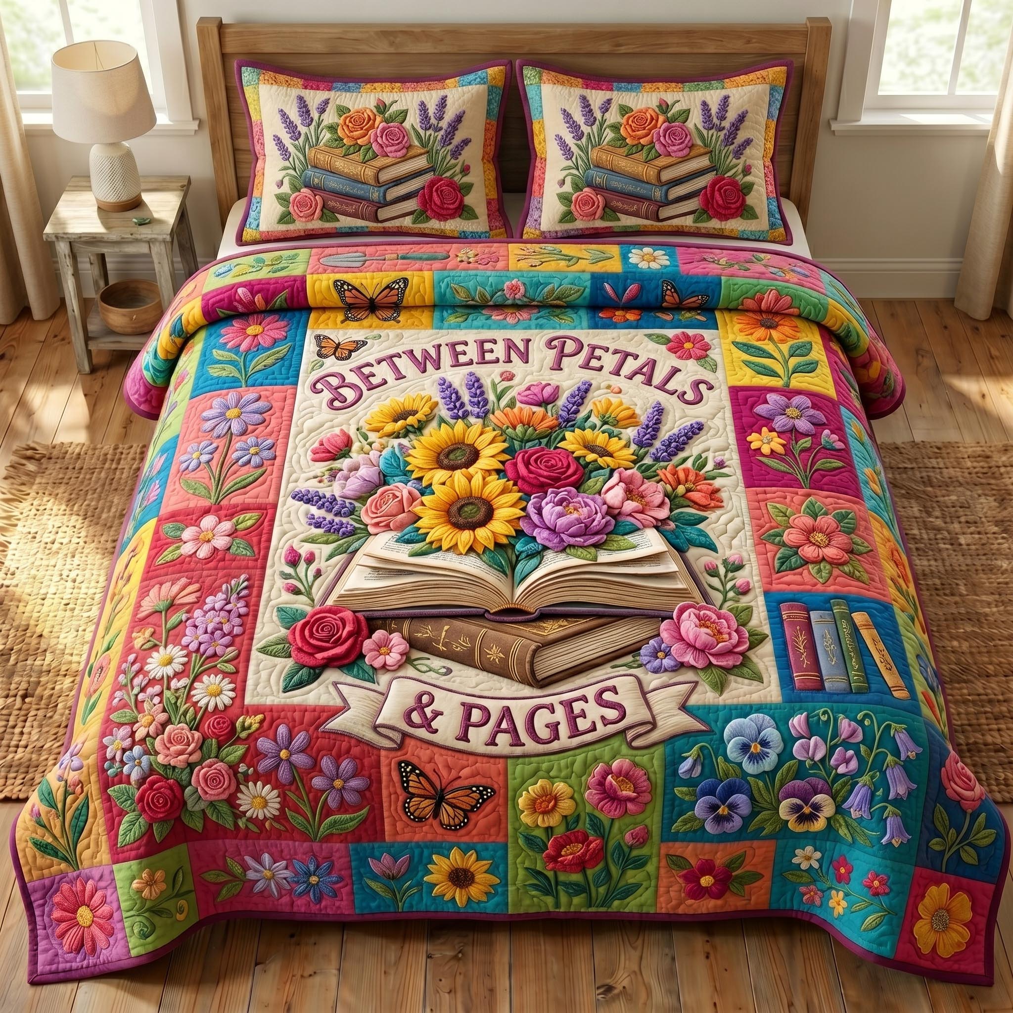 Floral Library 3-Piece Quilted Bedding Set GFTONMU681