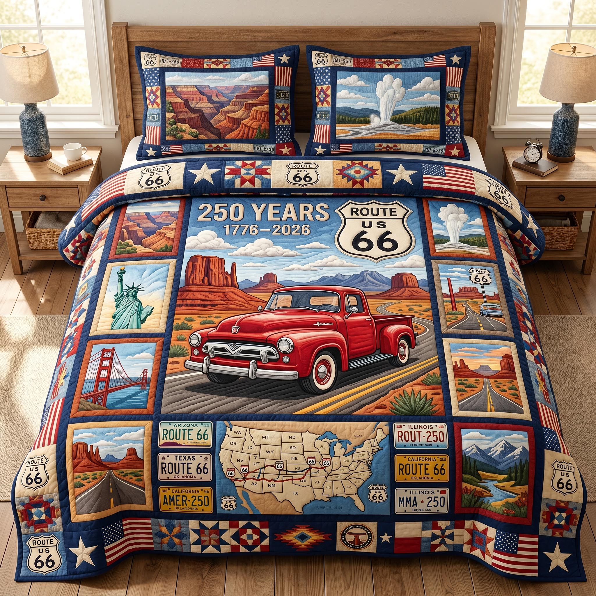 Route 66 3-Piece Quilted Bedding Set GFTONMU715