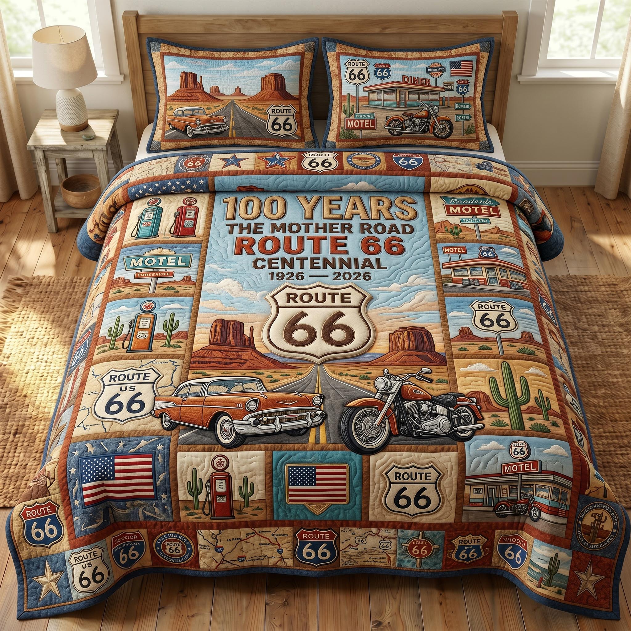 Route 66 3-Piece Quilted Bedding Set GFTONMU718