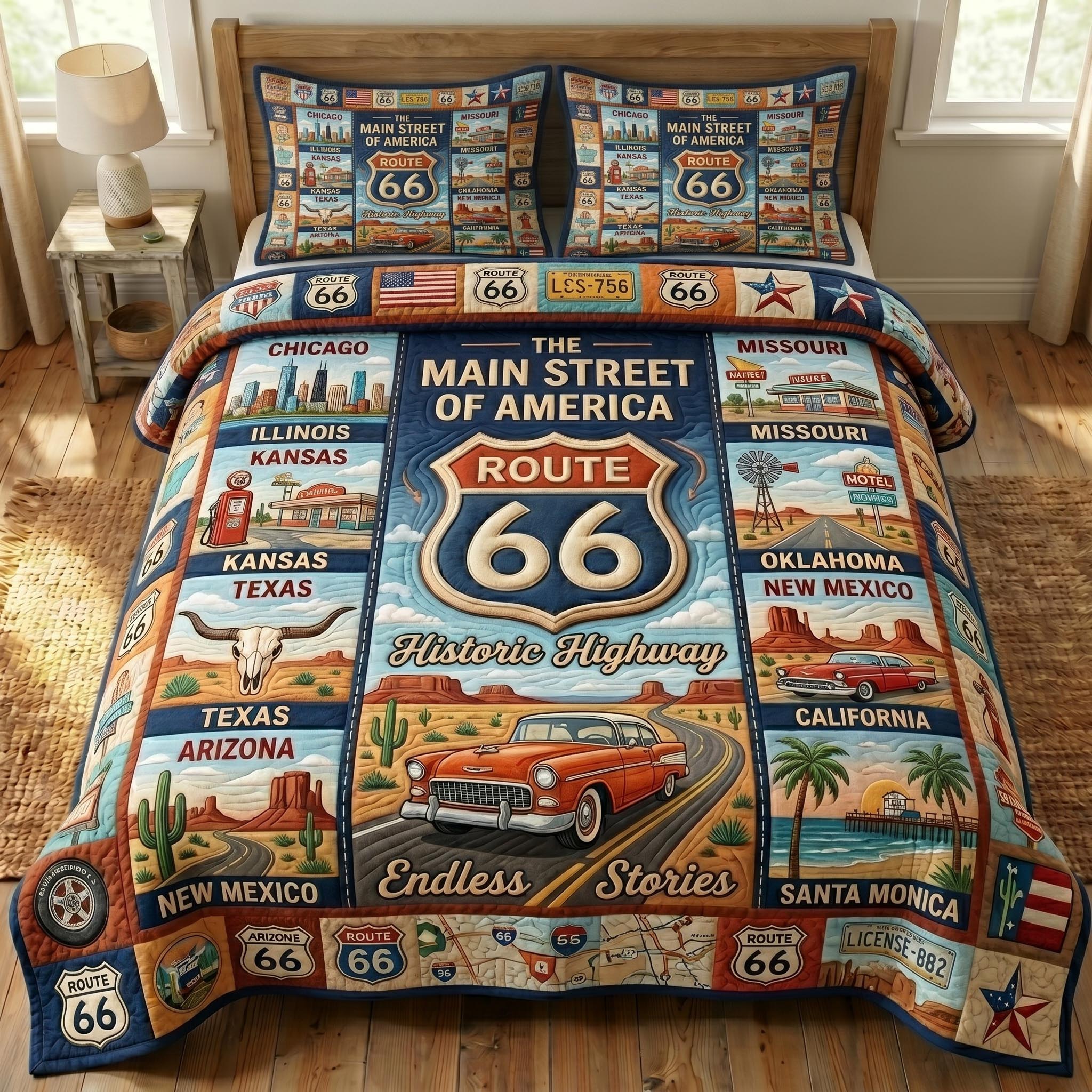 Route 66 3-Piece Quilted Bedding Set GFTONMU722