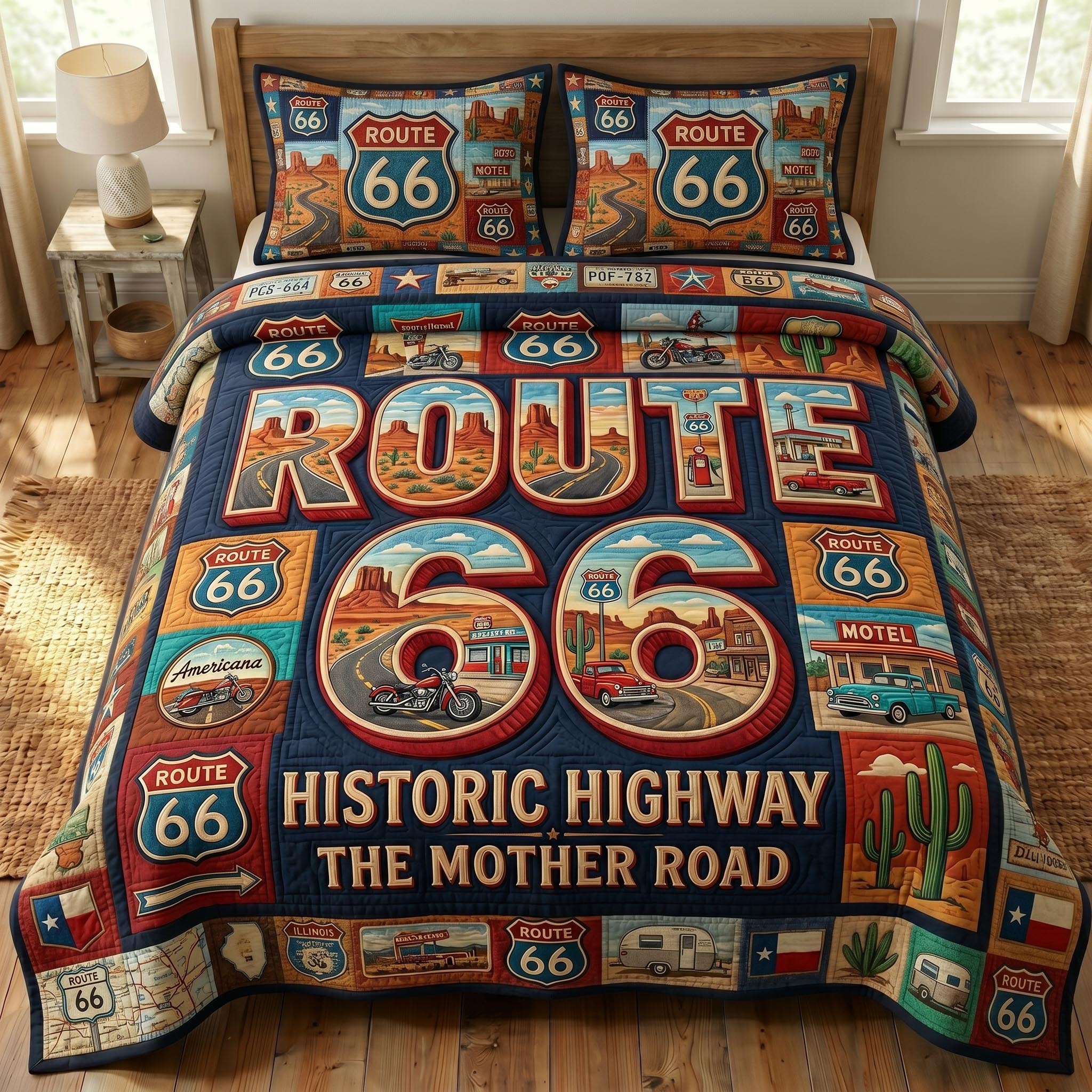 Route 66 3-Piece Quilted Bedding Set GFTONMU723