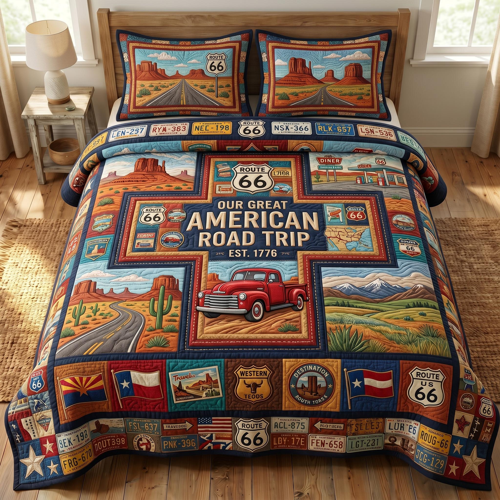 Route 66 3-Piece Quilted Bedding Set GFTONMU725