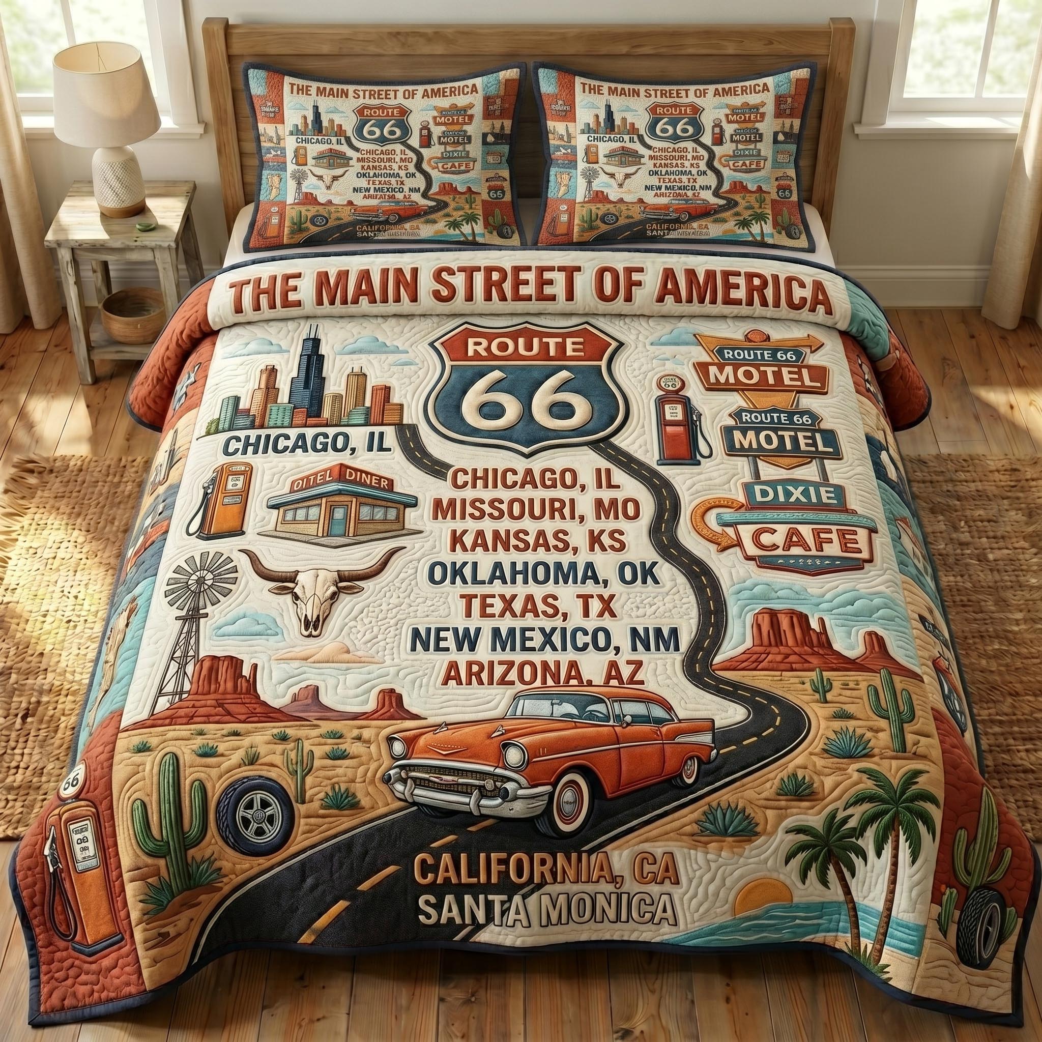 Route 66 3-Piece Quilted Bedding Set GFTONMU727