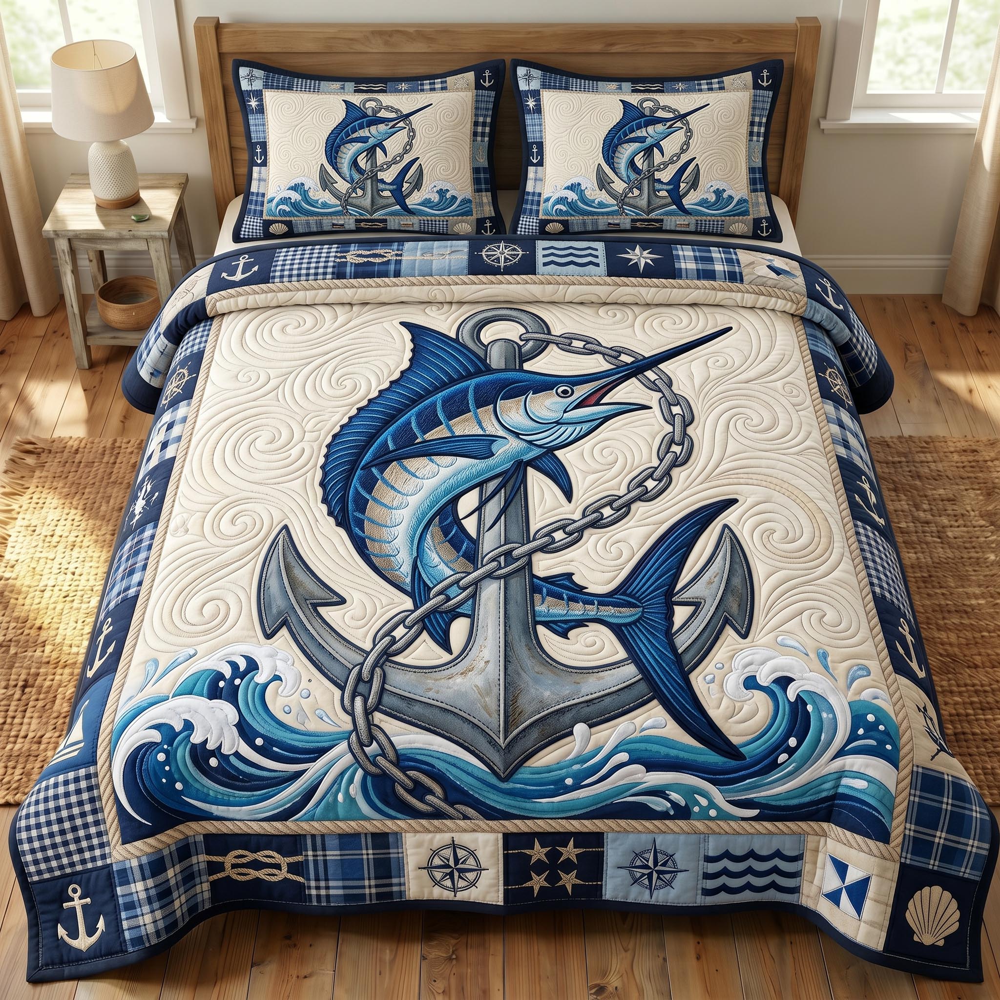 Fishing Life 3-Piece Quilted Bedding Set GFTONMU770