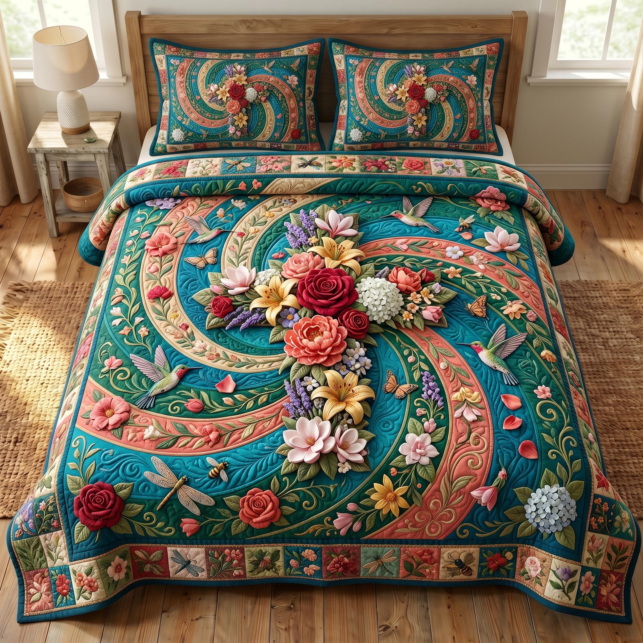 Floral Bible 3-Piece Quilted Bedding Set GFTONMU807