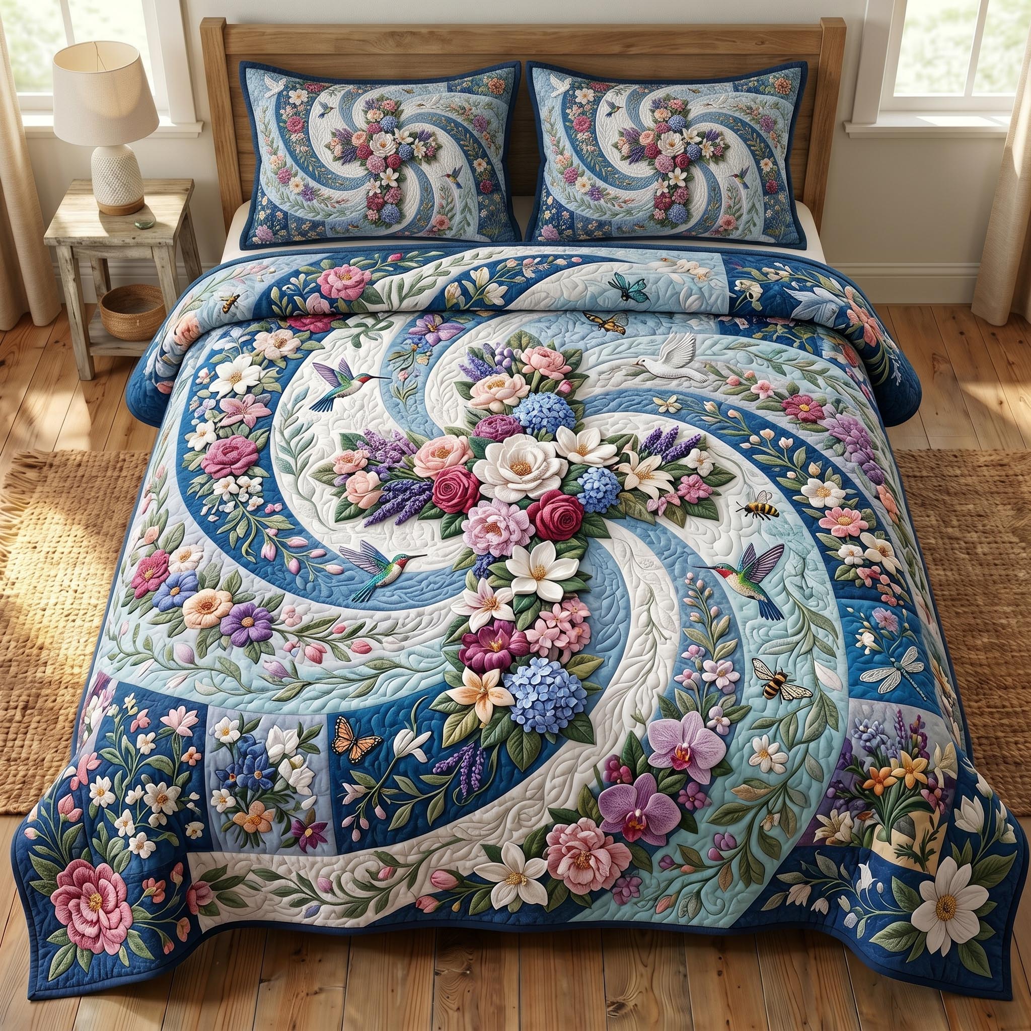 Floral Bible 3-Piece Quilted Bedding Set GFTONMU810