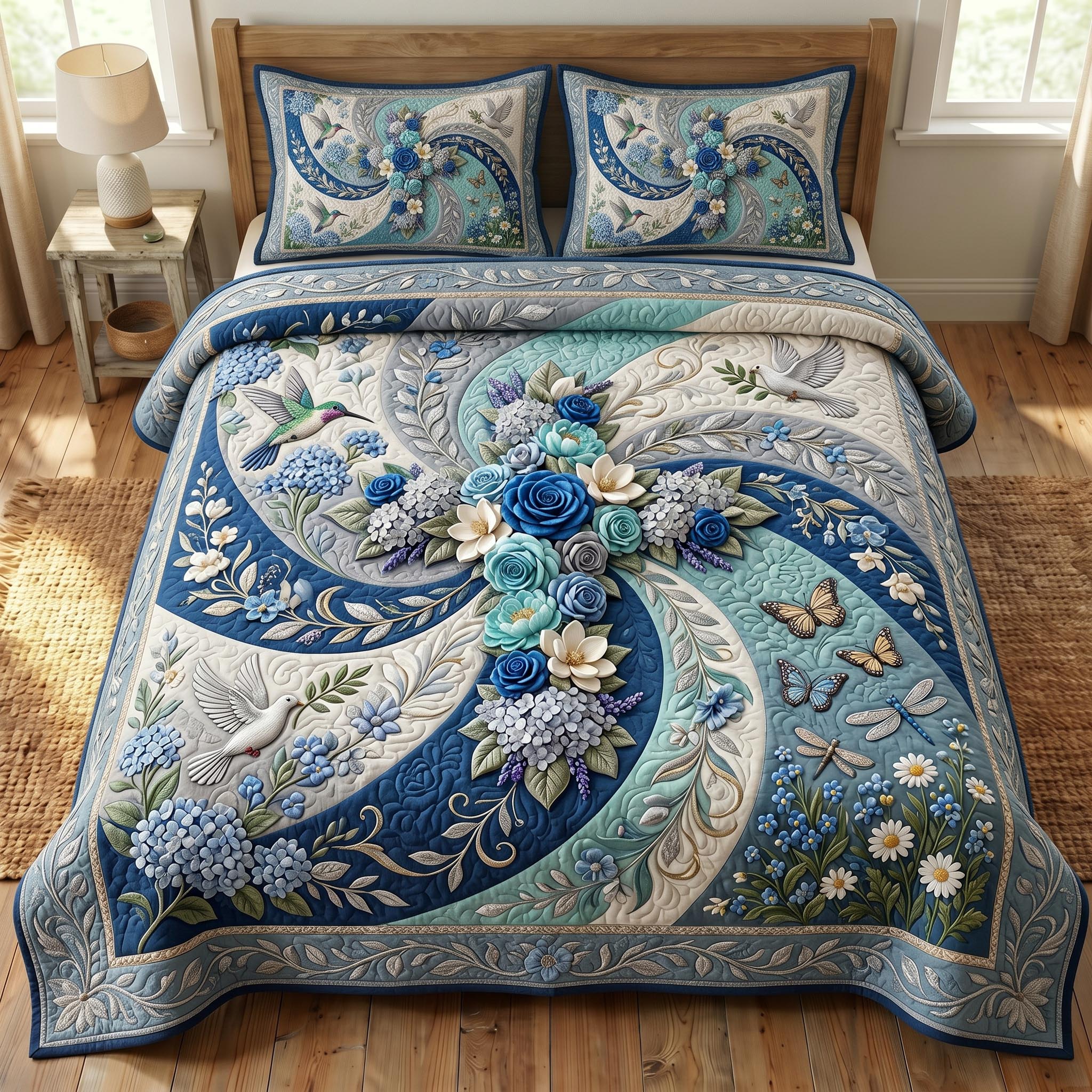 Floral Bible 3-Piece Quilted Bedding Set GFTONMU814
