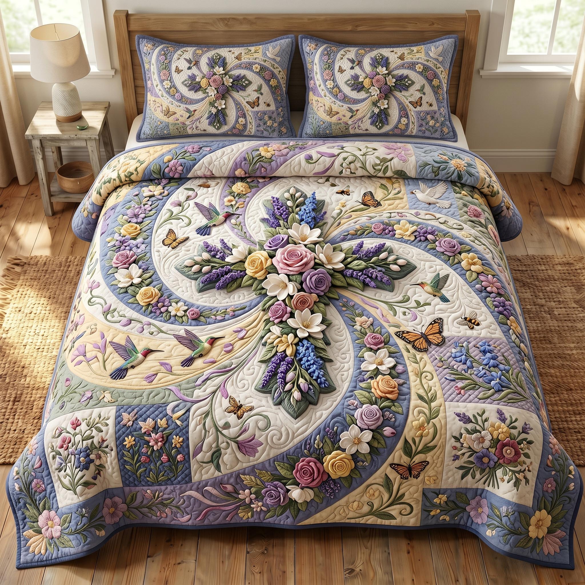 Floral Bible 3-Piece Quilted Bedding Set GFTONMU818