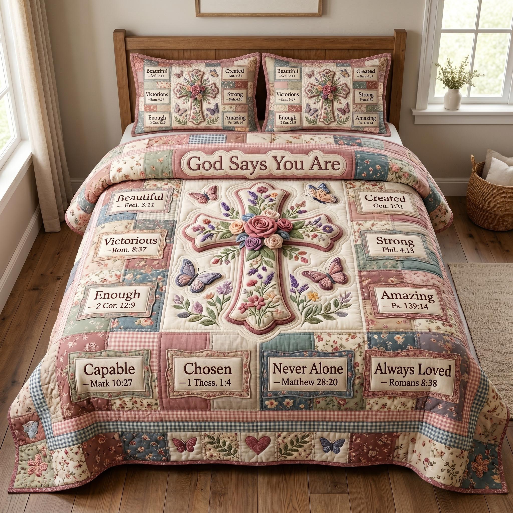 Christian Faith 3-Piece Quilted Bedding Set GFTONMU883
