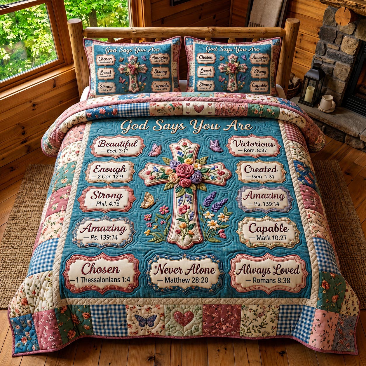 Christian Faith 3-Piece Quilted Bedding Set GFTONMU889