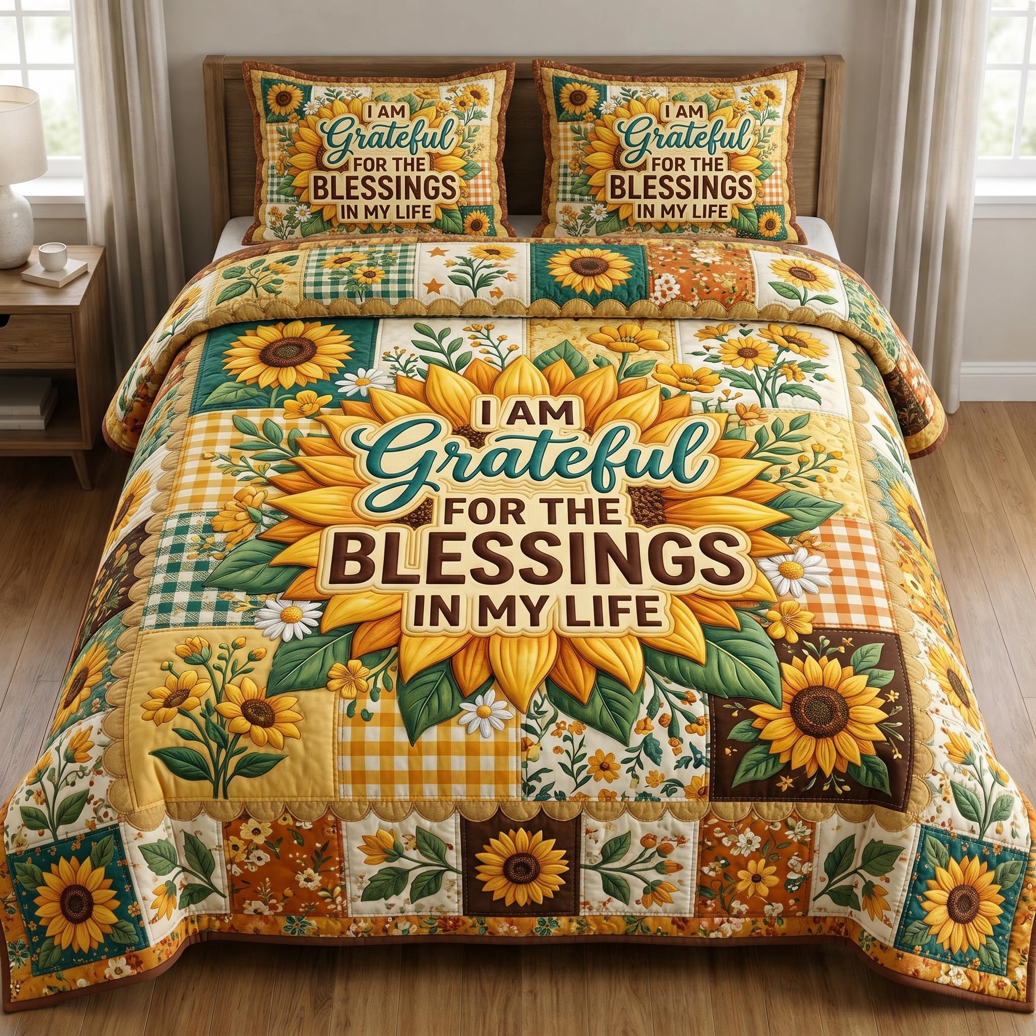 Floral Bible 3-Piece Quilted Bedding Set GFTONMU920