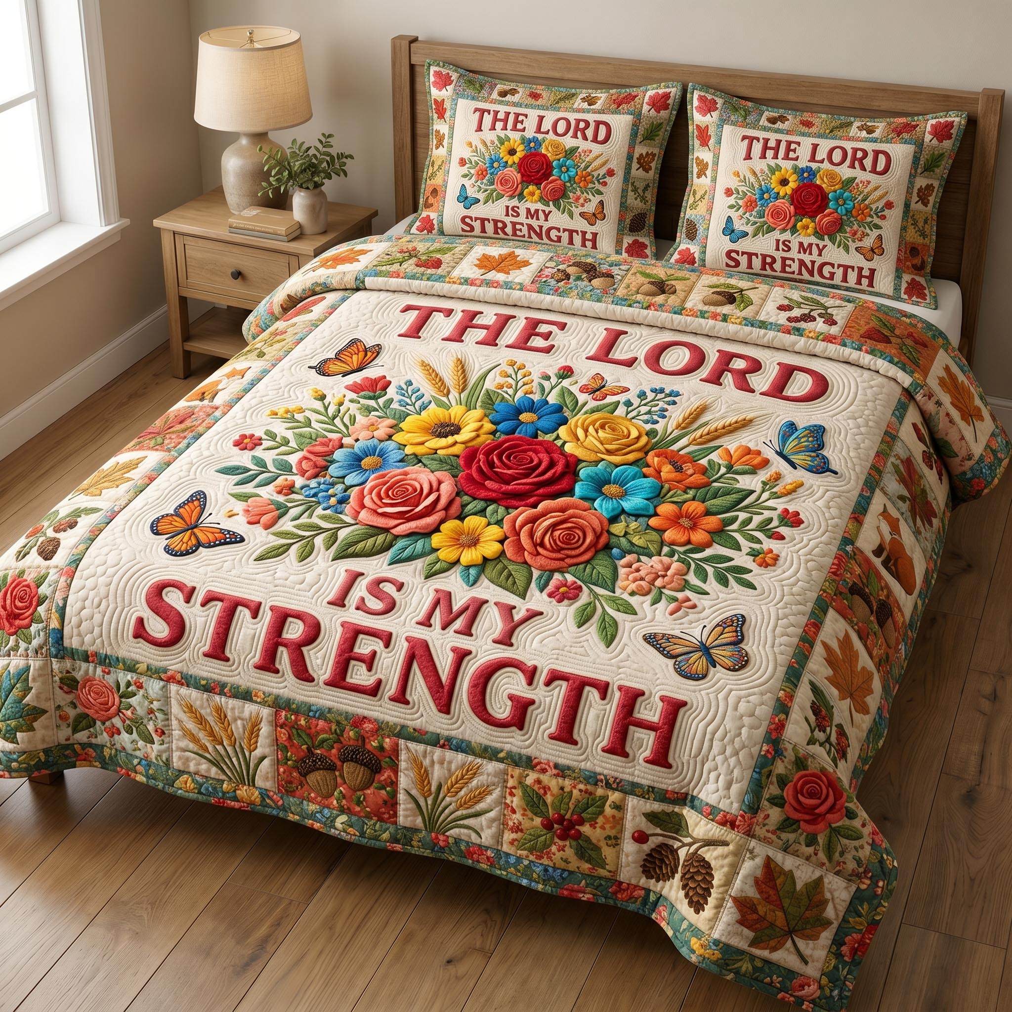 Floral Bible 3-Piece Quilted Bedding Set GFTONMU921