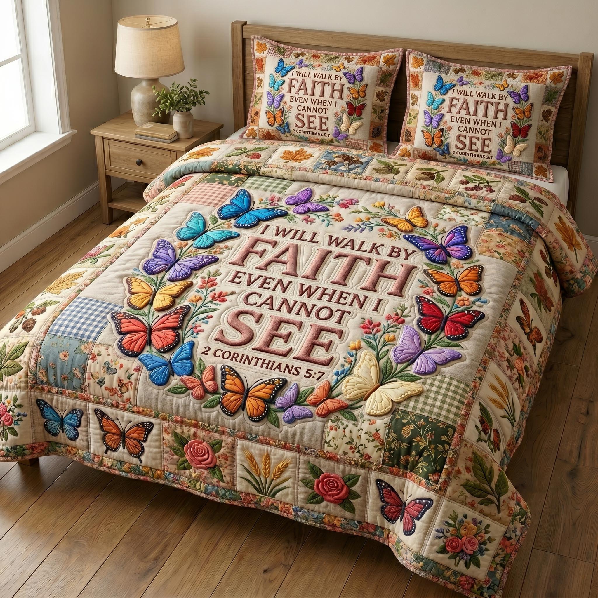 Floral Bible 3-Piece Quilted Bedding Set GFTONMU924