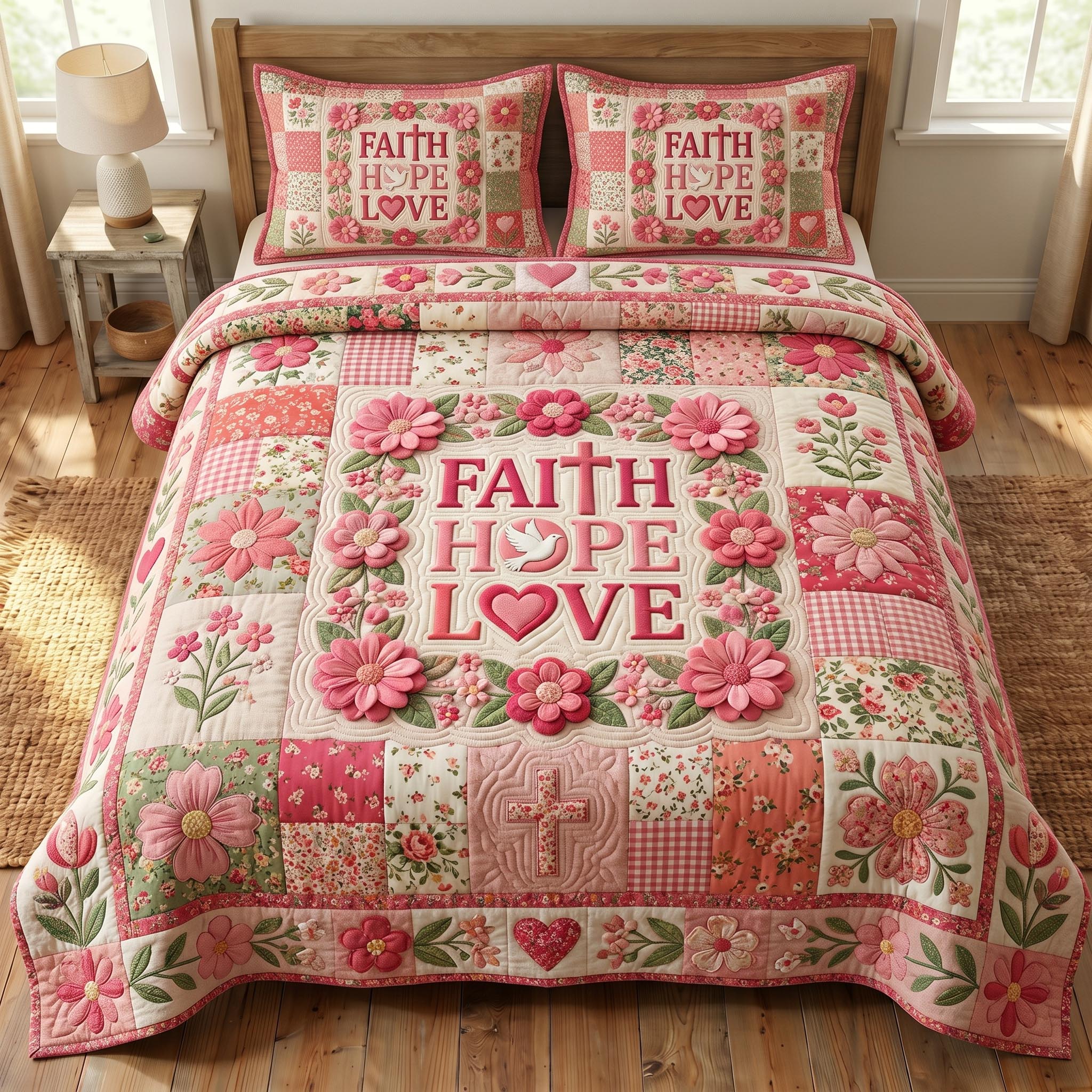 Christian Faith 3-Piece Quilted Bedding Set GFTONMU967