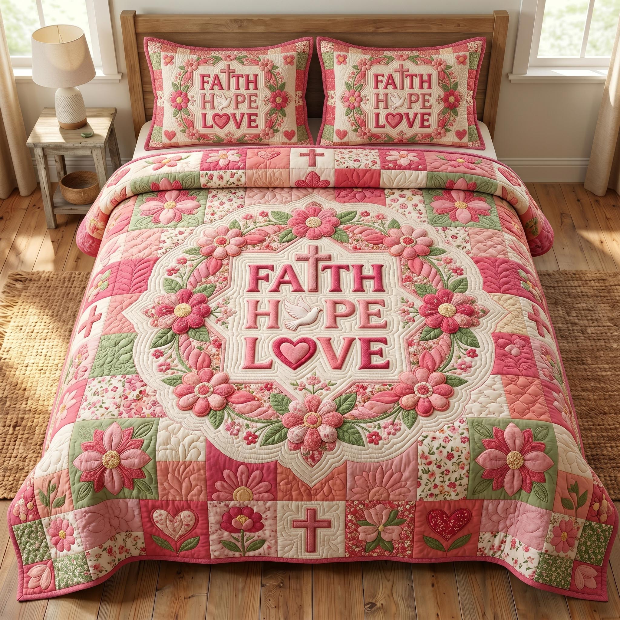 Christian Faith 3-Piece Quilted Bedding Set GFTONMU968