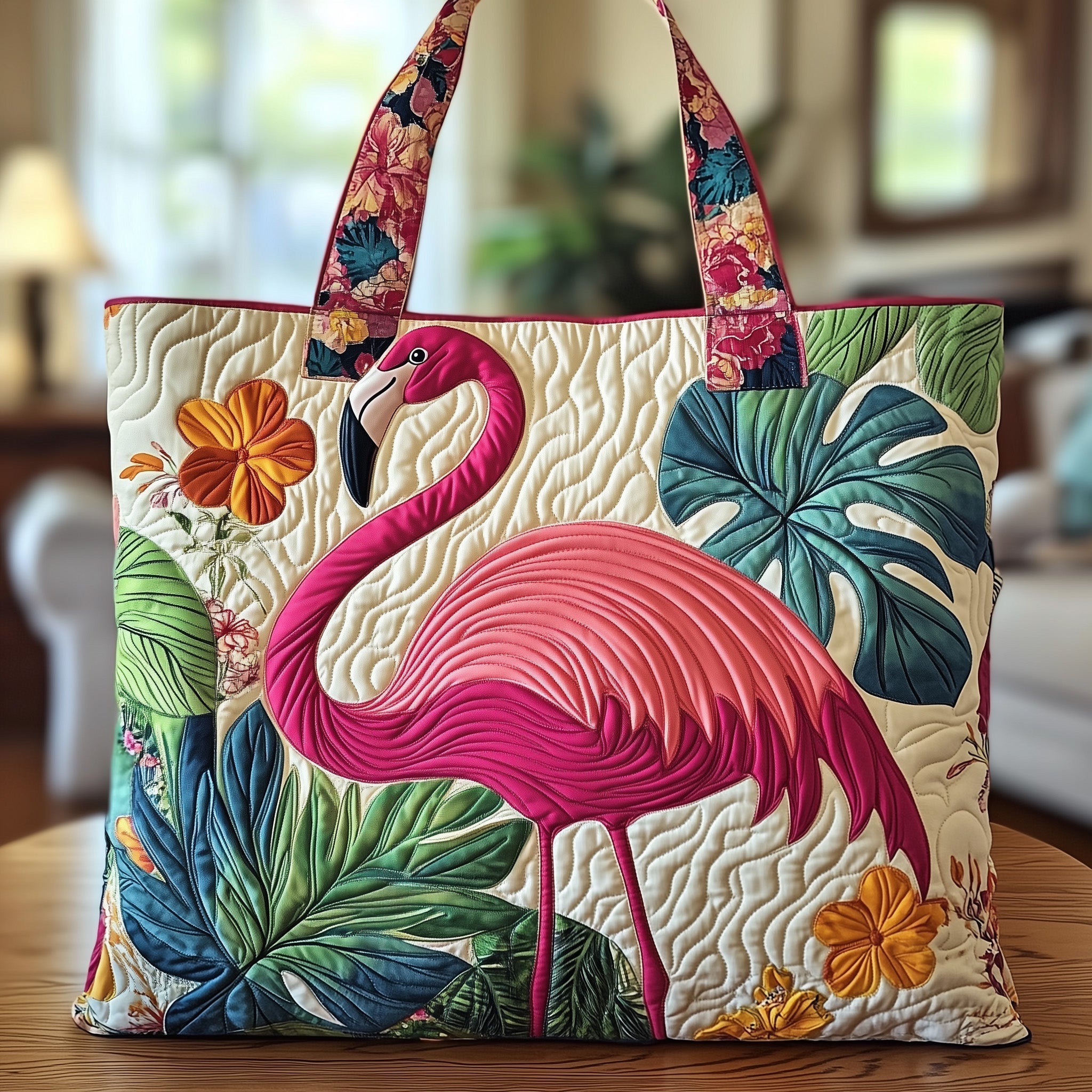 Tropical Flamingo Quilted Tote Bag GFTONT1042