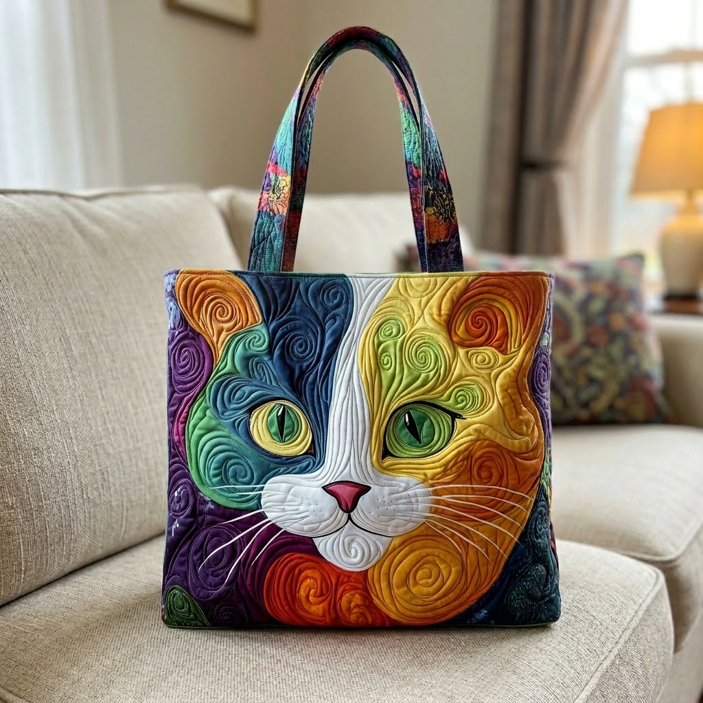 Swirly Cat Quilted Tote Bag GFTONT1115