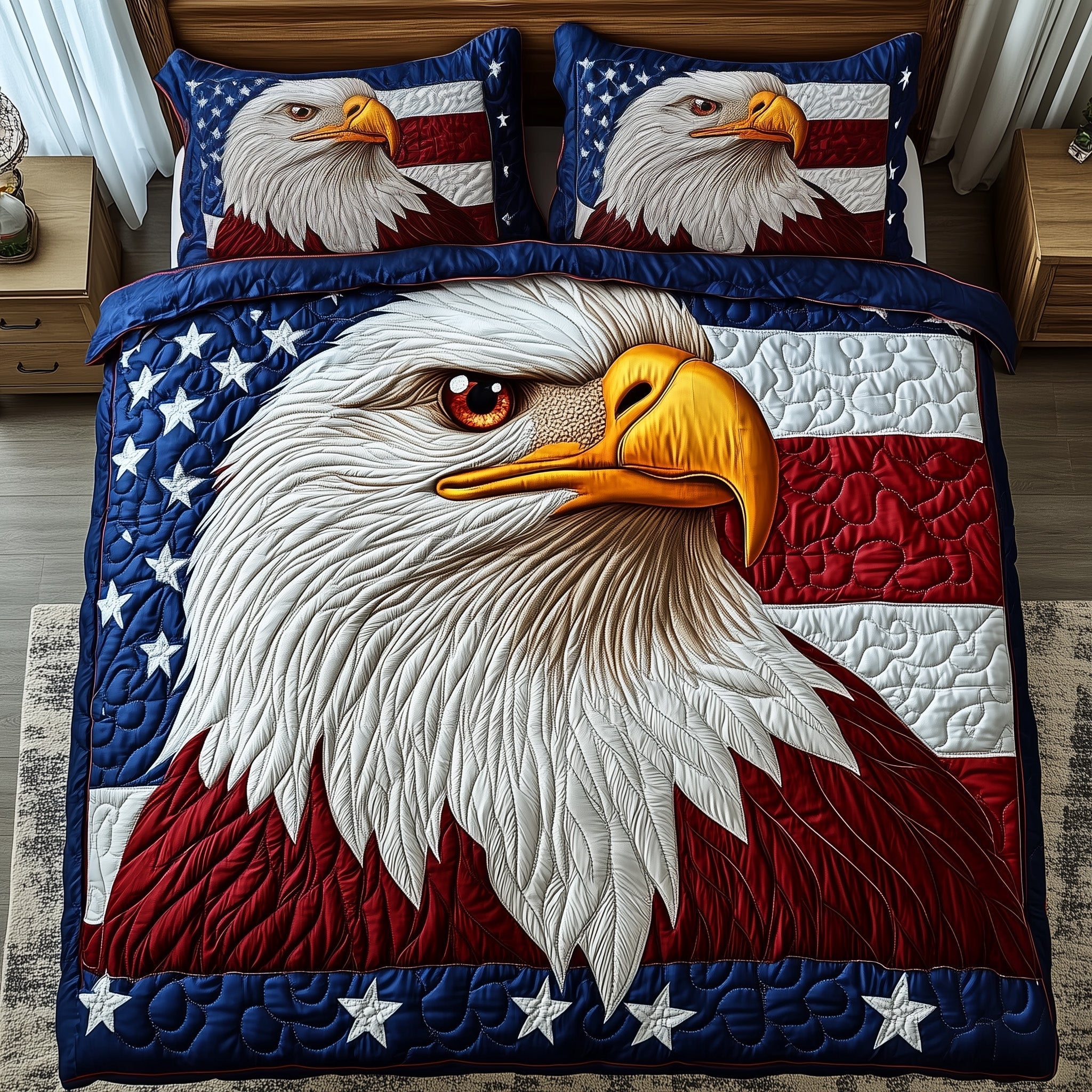 Patriot Eagle 3-Piece Quilted Bedding Set GFTONT1233