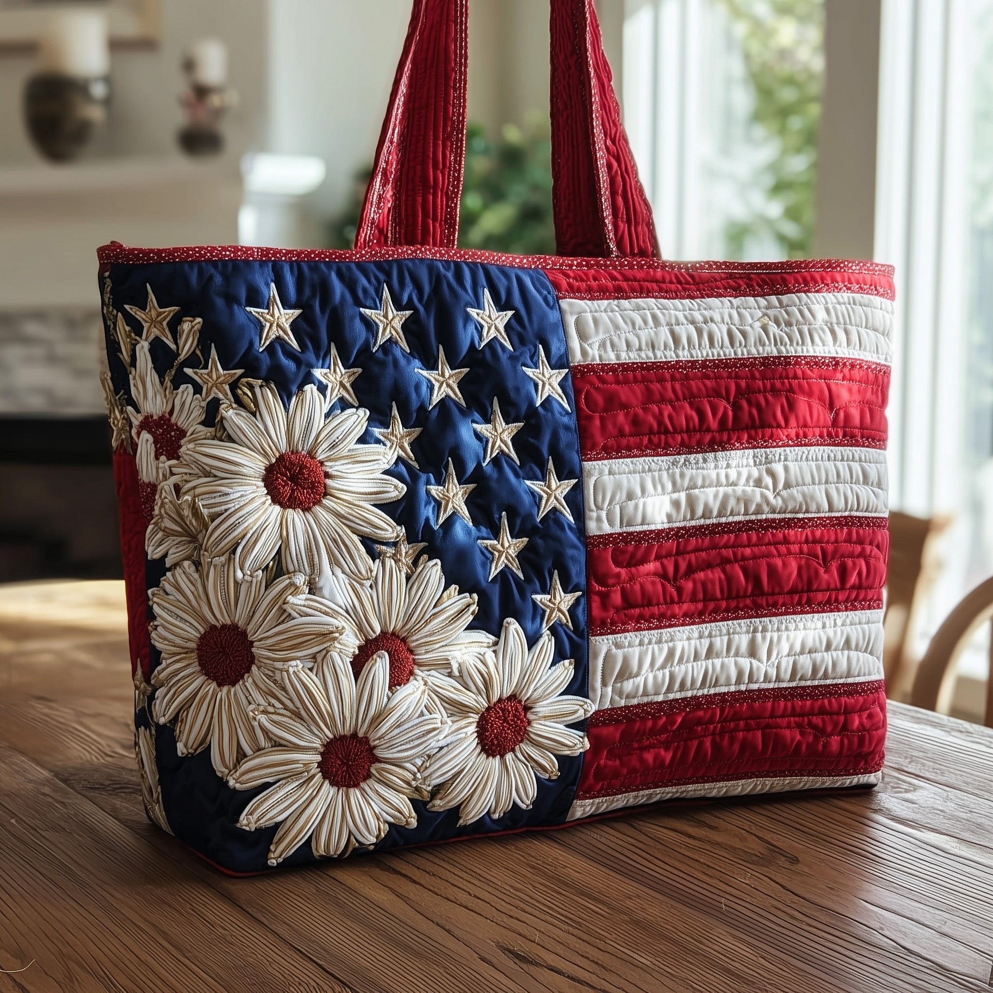Flag and Flower Quilted Tote Bag GFTONT1557