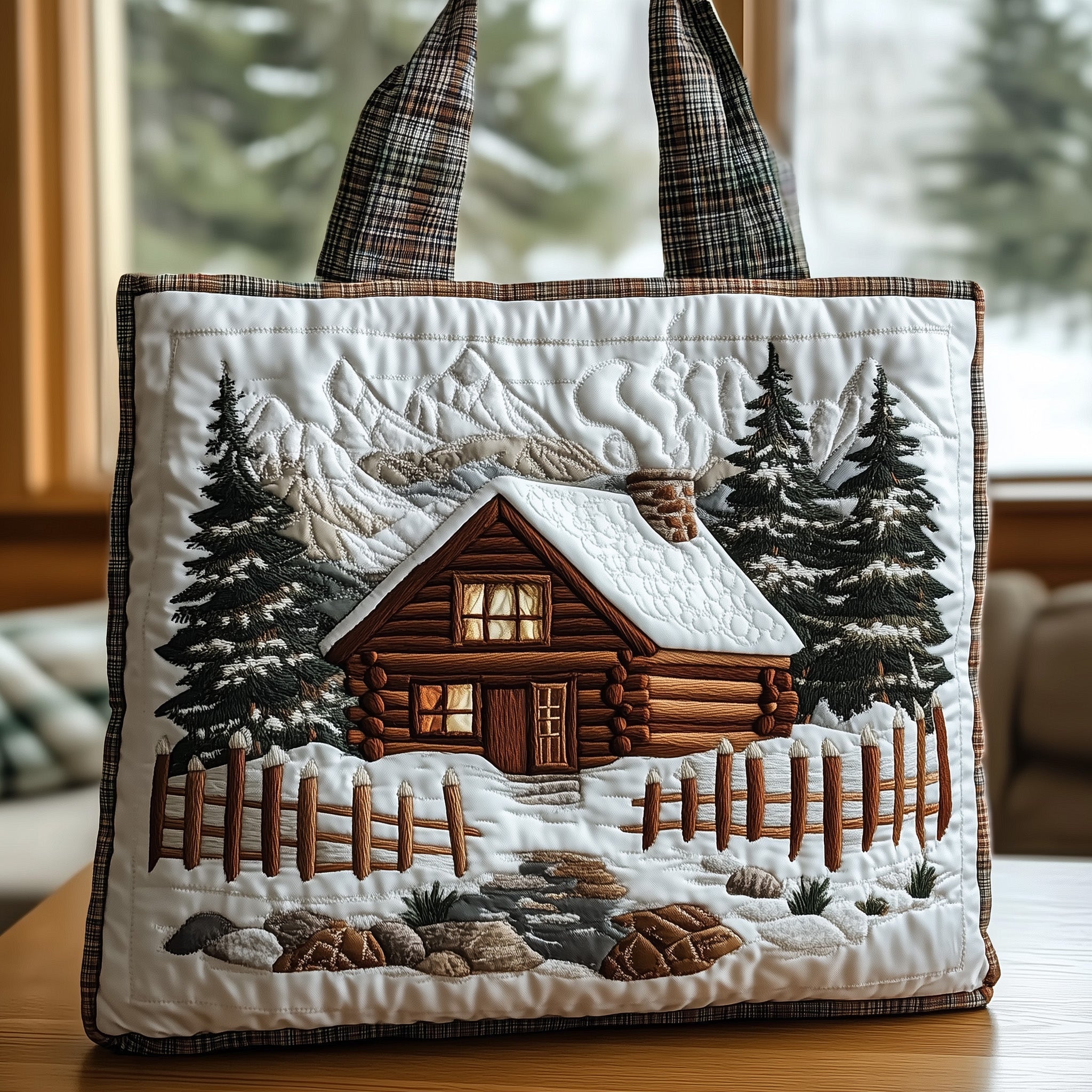 Snow Cabin Quilted Tote Bag GFTONT3422