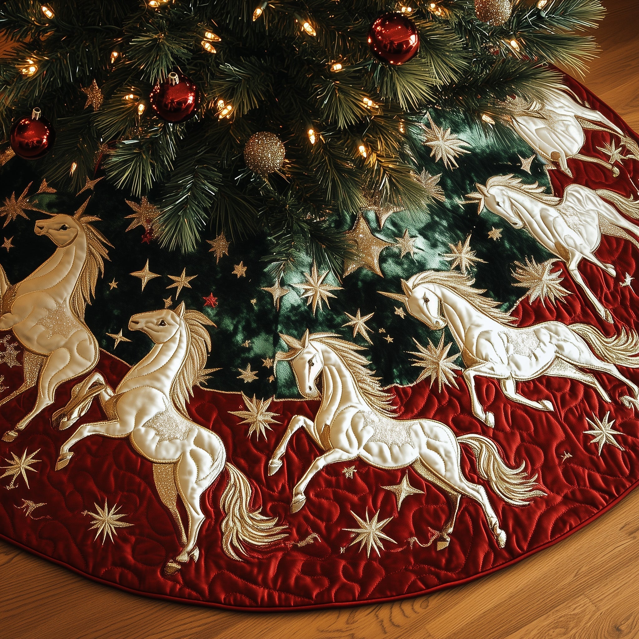 Yuletide Ride Quilted Tree Skirt GFTONT4074