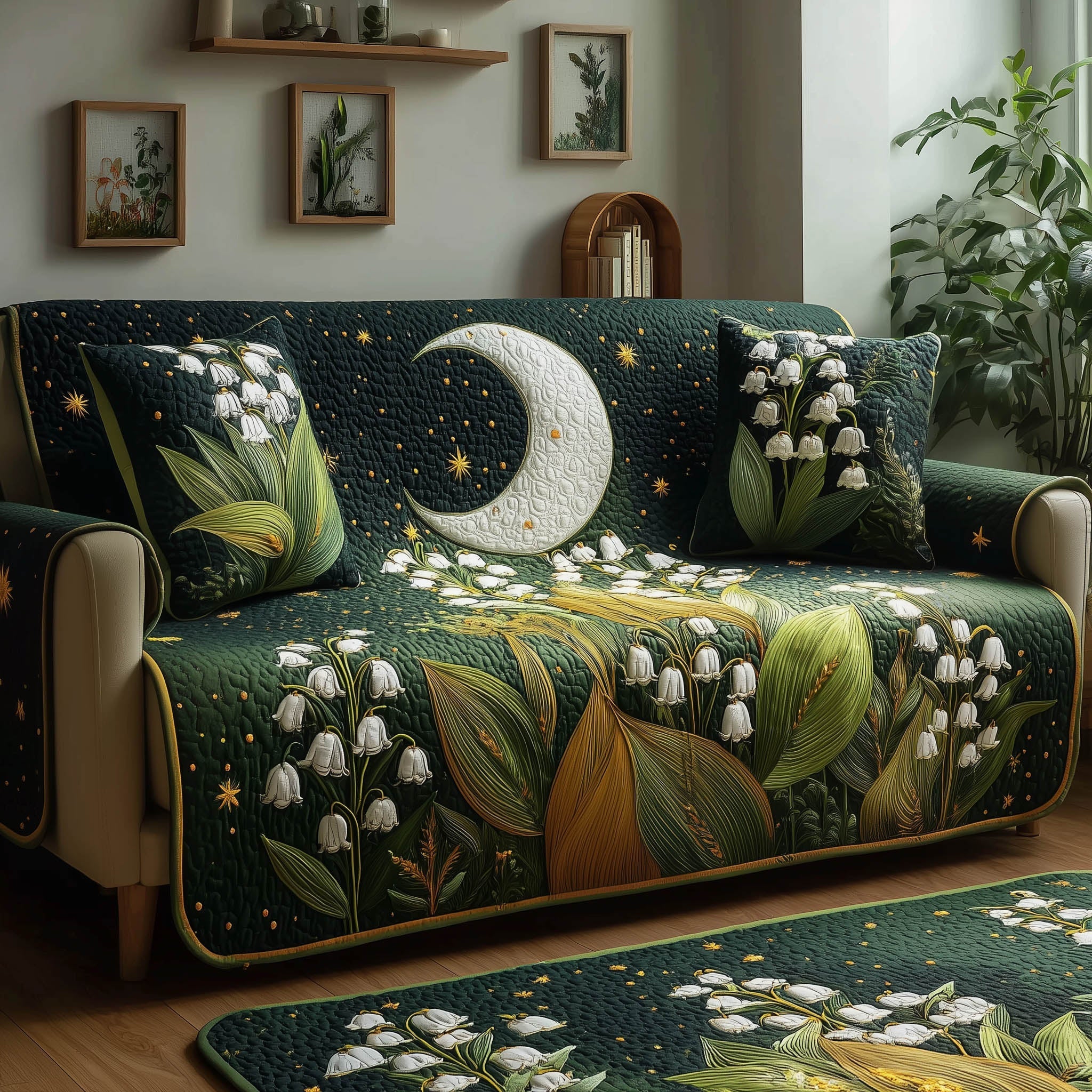 Lily of the Valley Quilted Sofa Cover GFTONT5009
