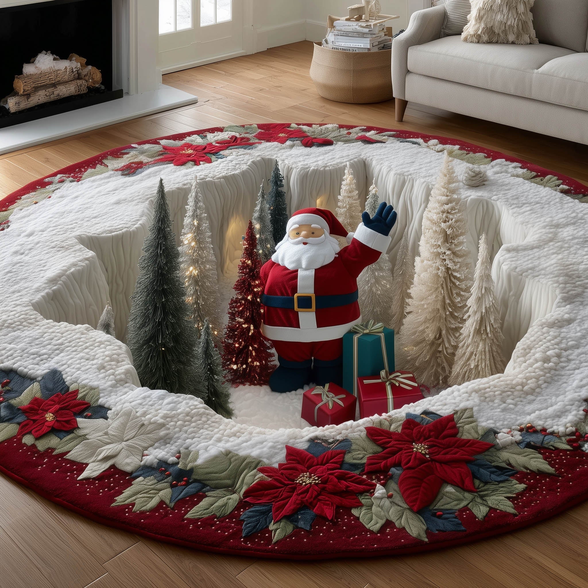 Christmas Santa Quilted Round Mat GFTONT5545