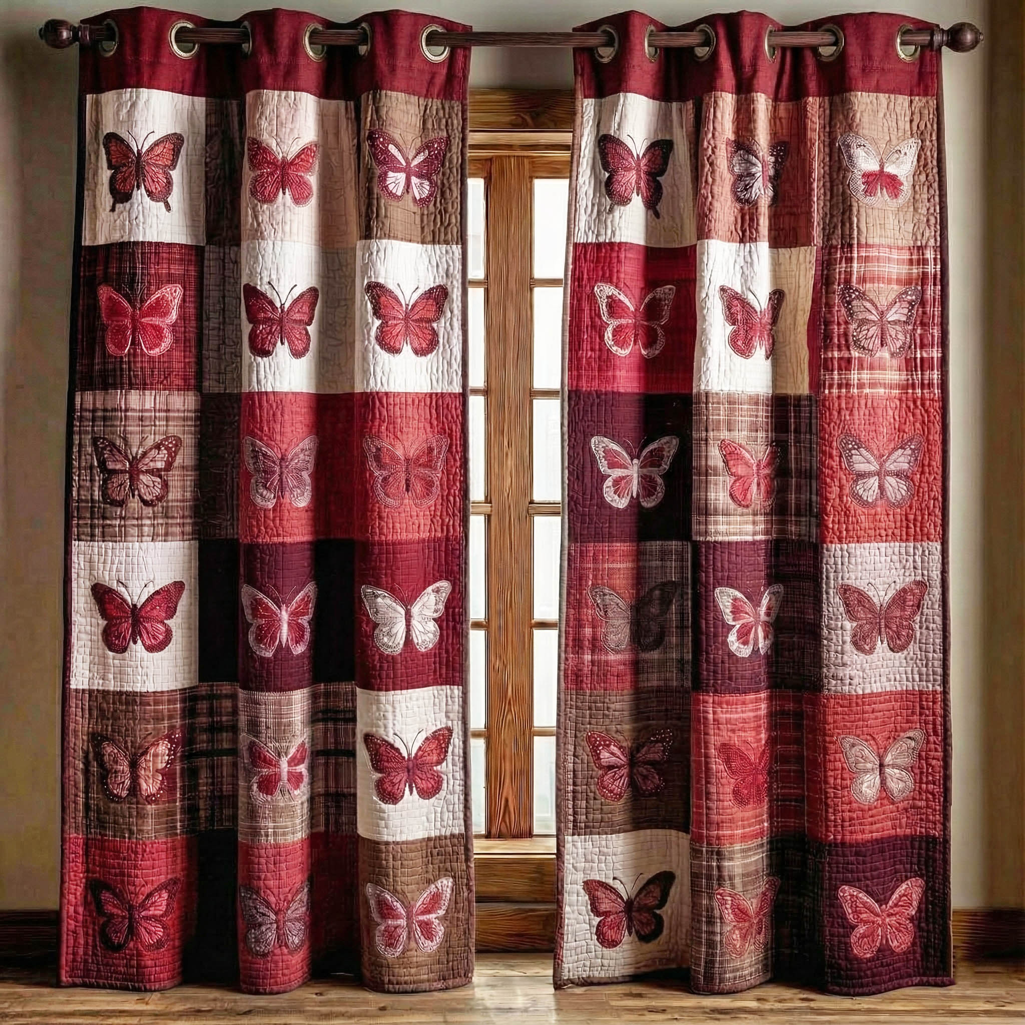 Butterfly Patchwork Quilted Curtains GFTONT6103