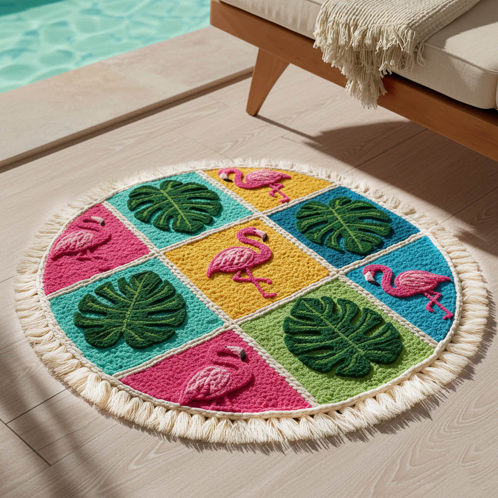 Tropical Flamingo Round Beach Towel GFTONT6403