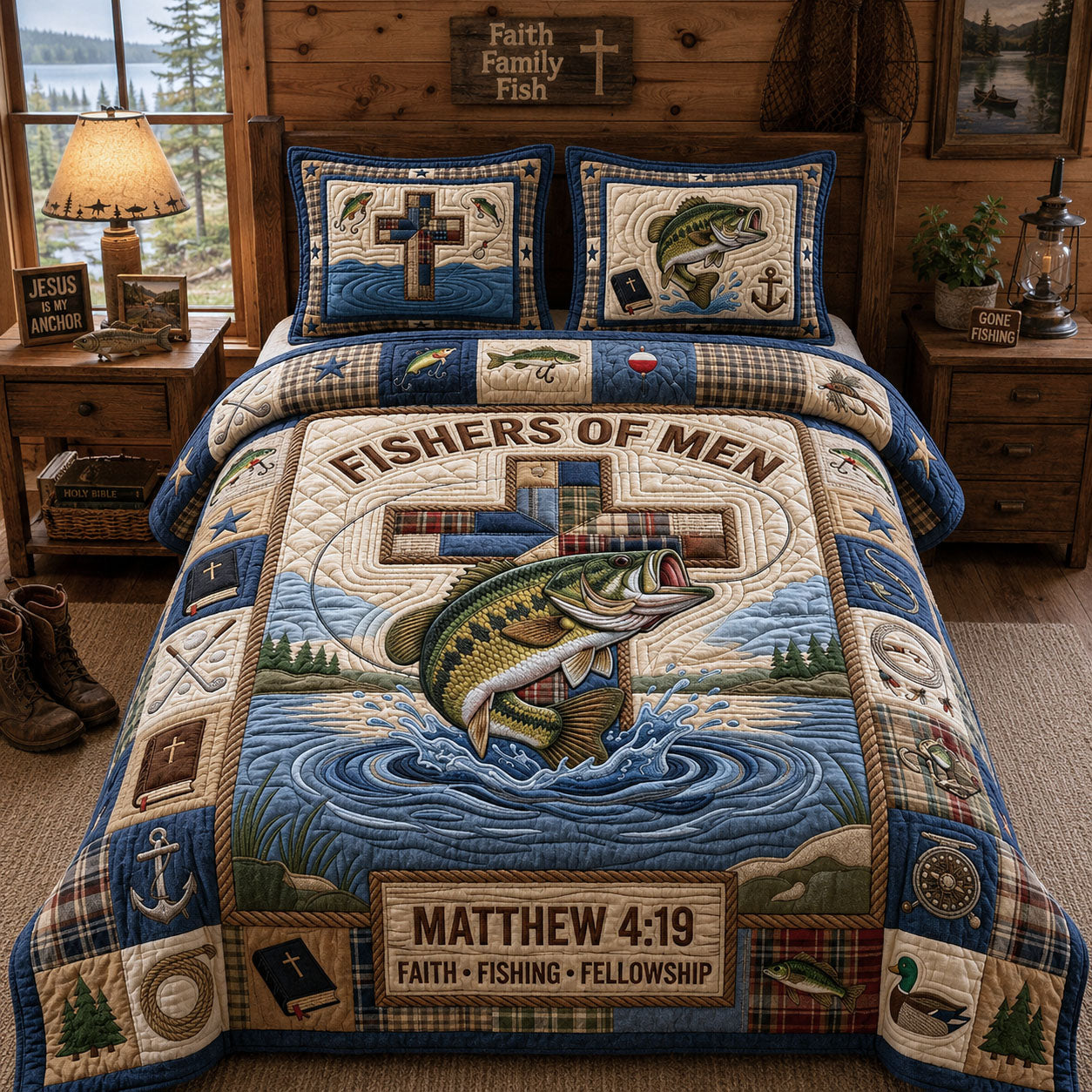 Fisher Of Men 3-Piece Quilted Bedding Set GFTOPND1027