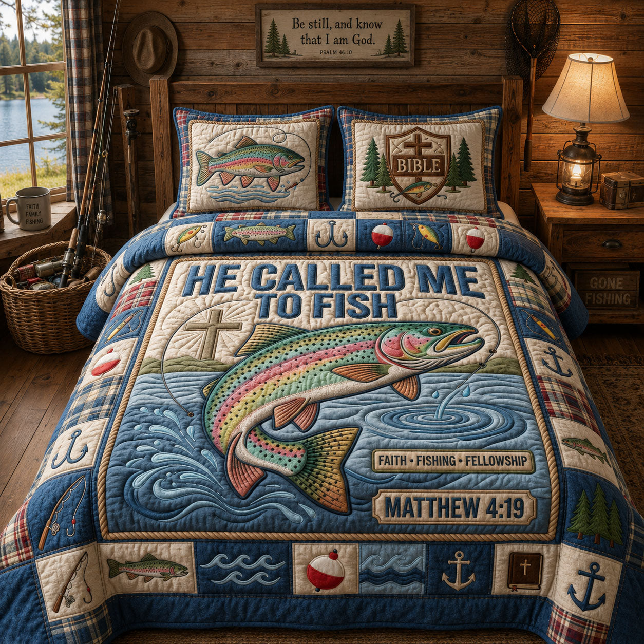 Called To Fish 3-Piece Quilted Bedding Set GFTOPND1028