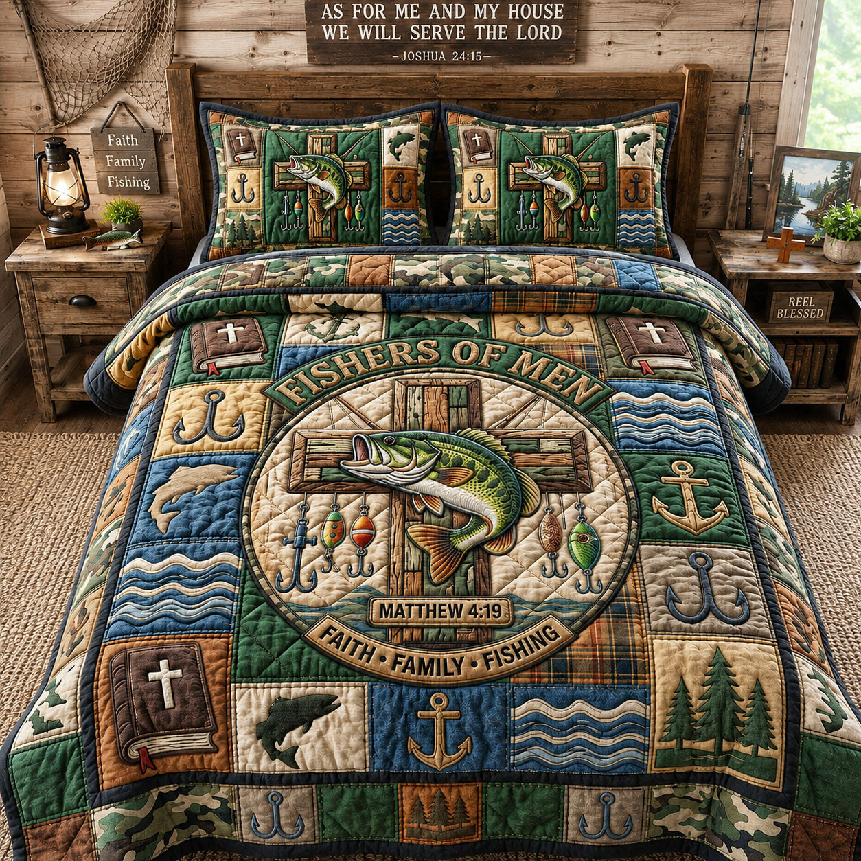 Fisher Of Men 3-Piece Quilted Bedding Set GFTOPND1029