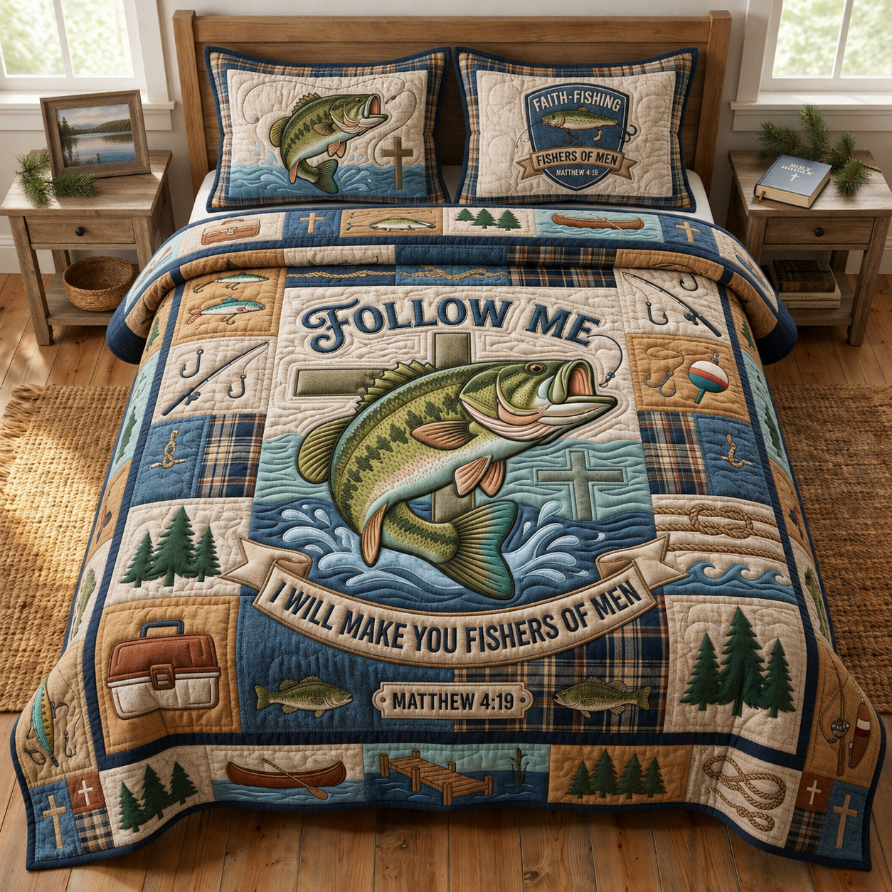 Fisher Of Men 3-Piece Quilted Bedding Set GFTOPND1030