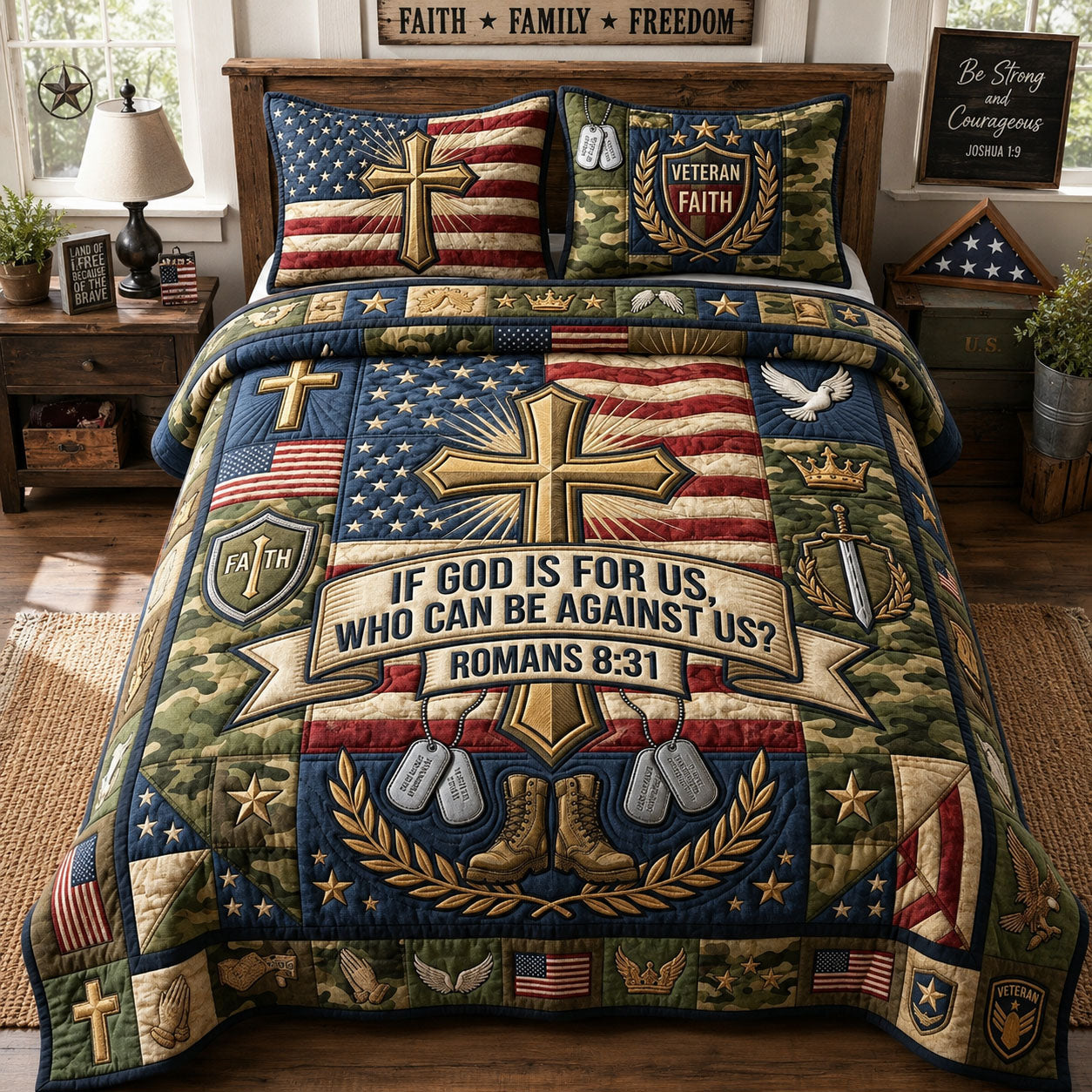 God Is For Us 3-Piece Quilted Bedding Set GFTOPND1039
