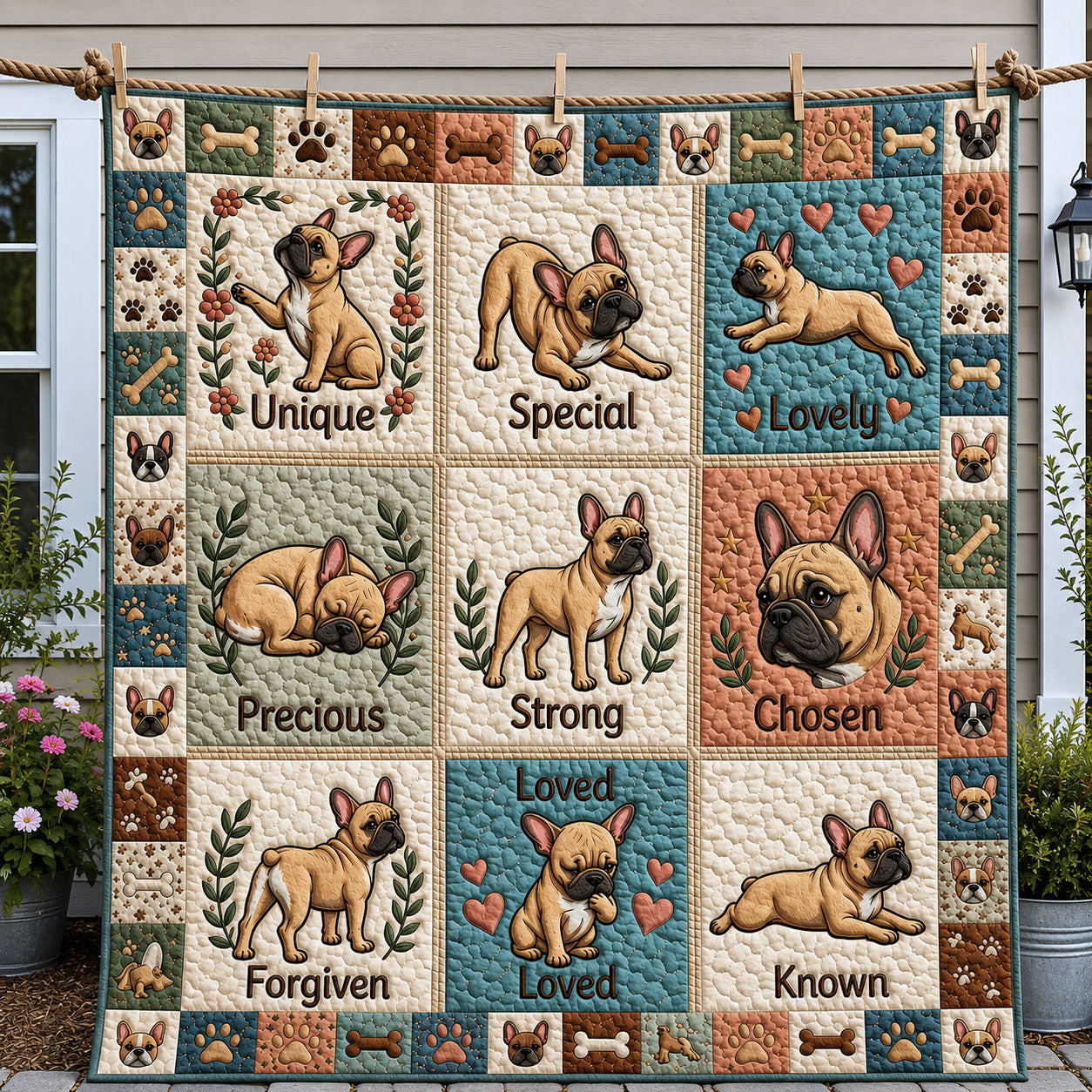God Says You Are French Bulldog Quilted Blanket GFTOPND1055
