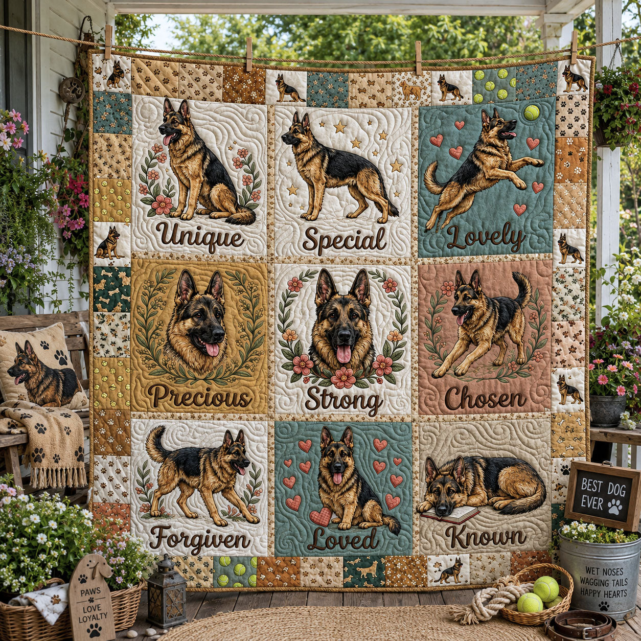God Says You Are Shepherd Dog Quilted Blanket GFTOPND1057