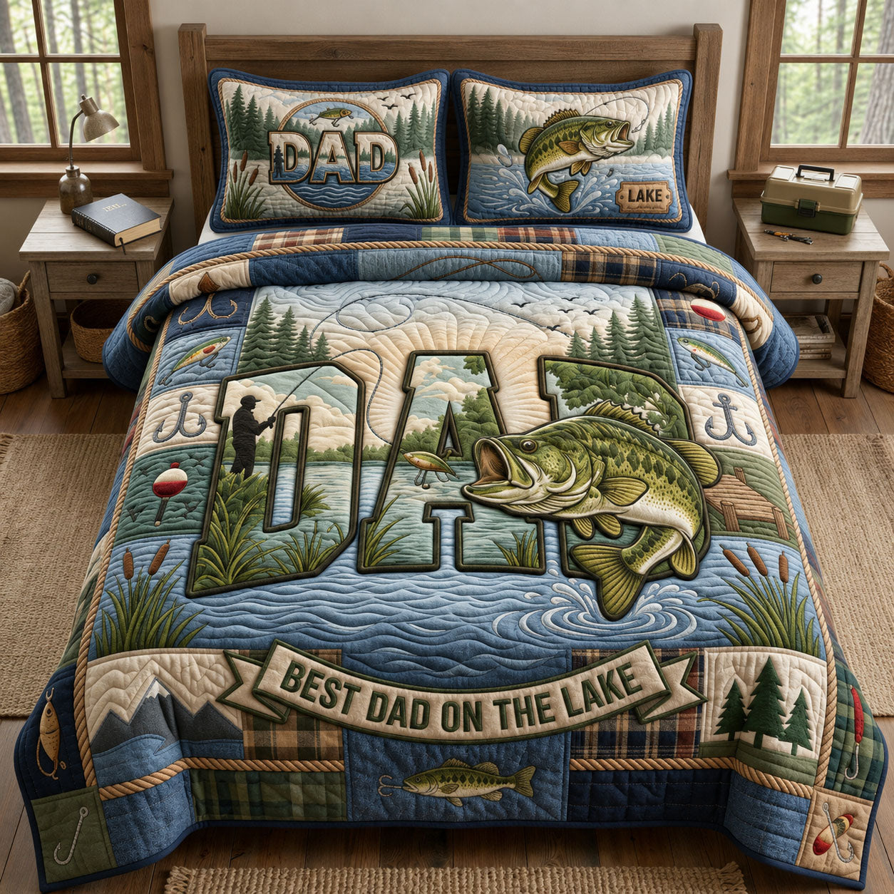 Fishing Dad 3-Piece Quilted Bedding Set GFTOPND1061