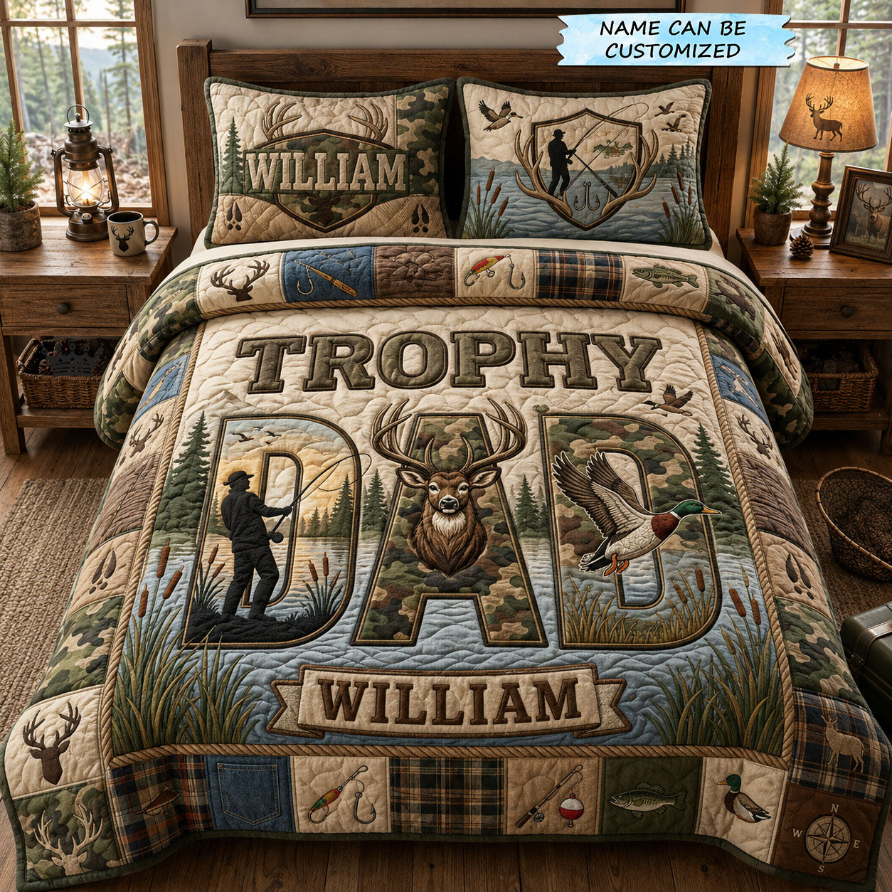 Trophy Dad 3-Piece Quilted Bedding Set QTCUZ GFTOPND1064