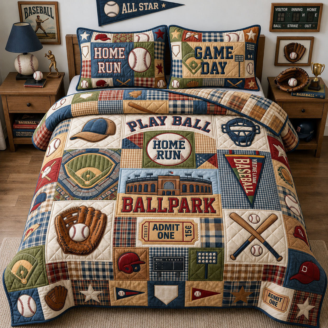 Play Ball 3-Piece Quilted Bedding Set GFTOPND1217
