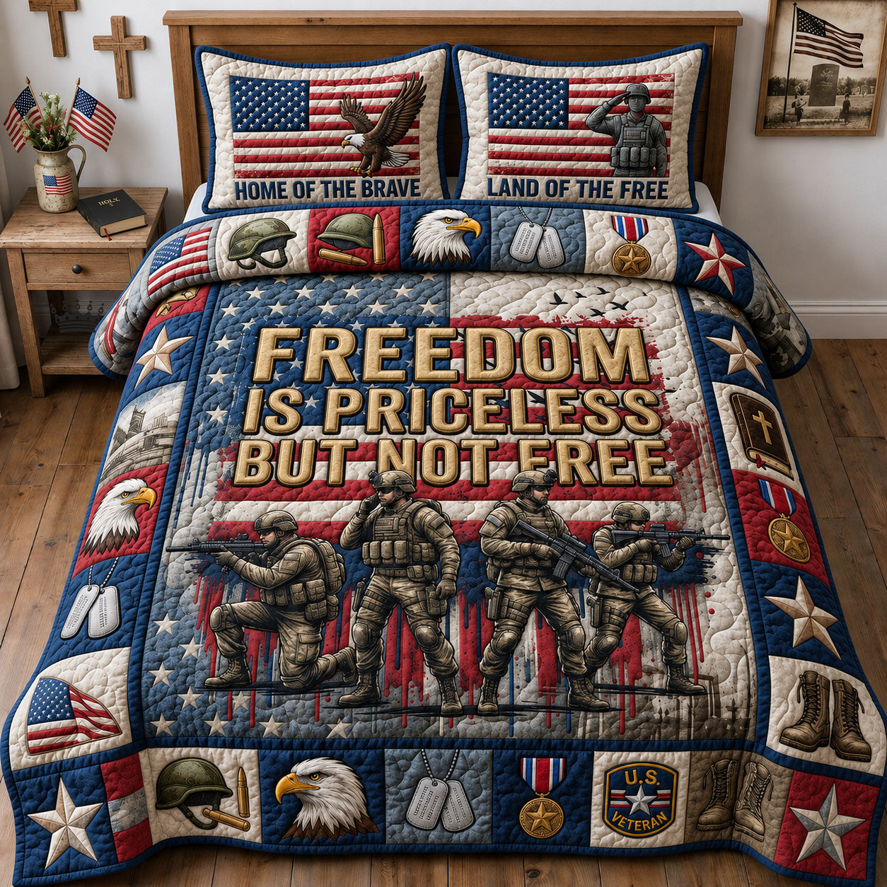 Freedom Is Priceless 3-Piece Quilted Bedding Set GFTOPND1222