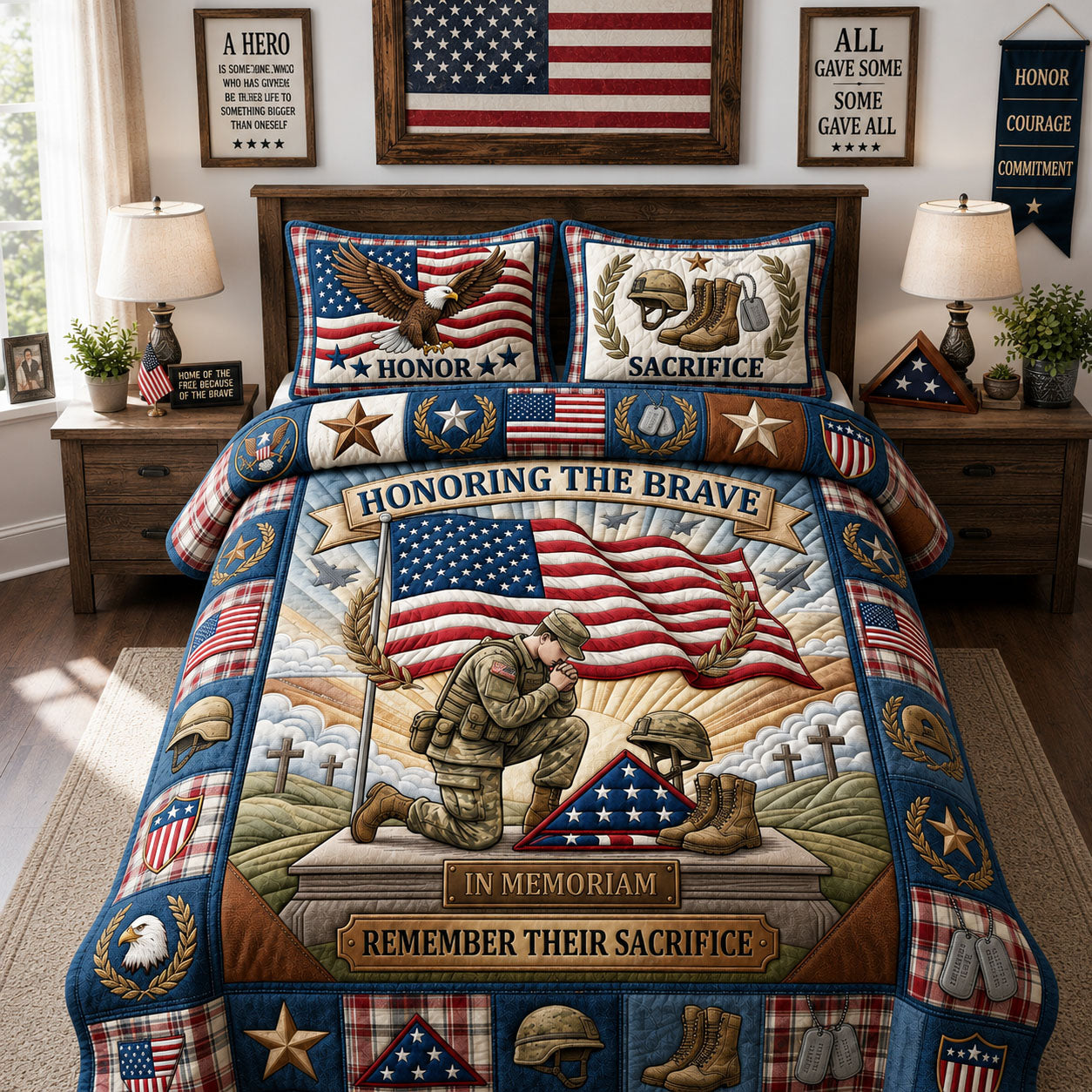 Honoring The Brave 3-Piece Quilted Bedding Set GFTOPND1224