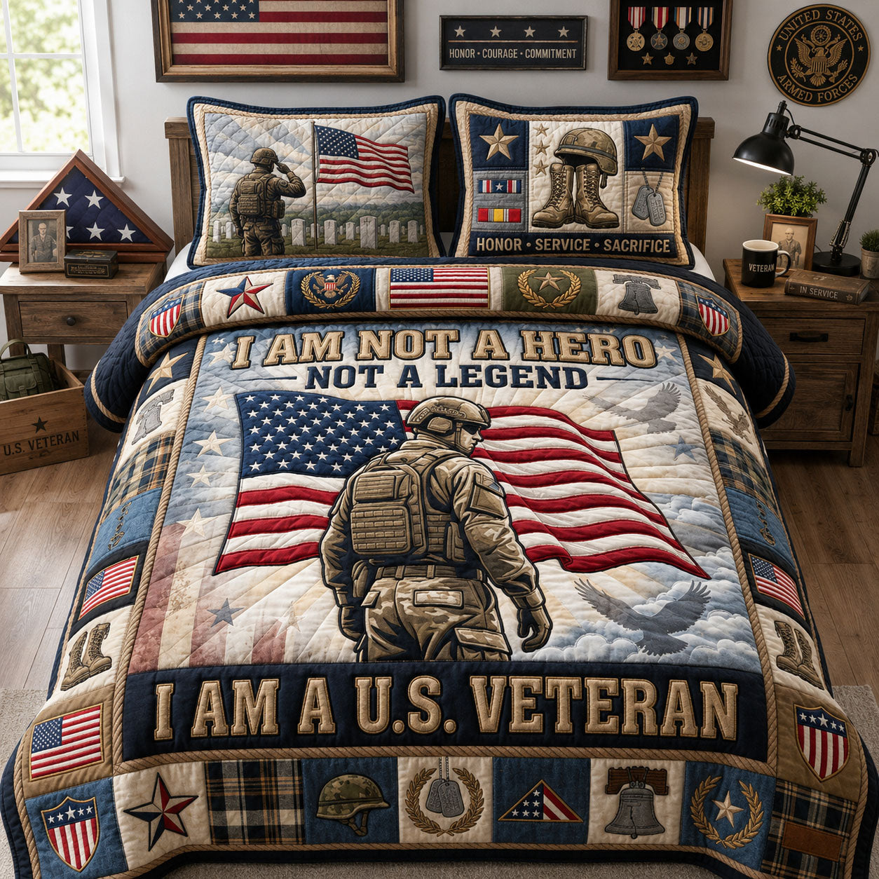 US Veteran 3-Piece Quilted Bedding Set GFTOPND1226