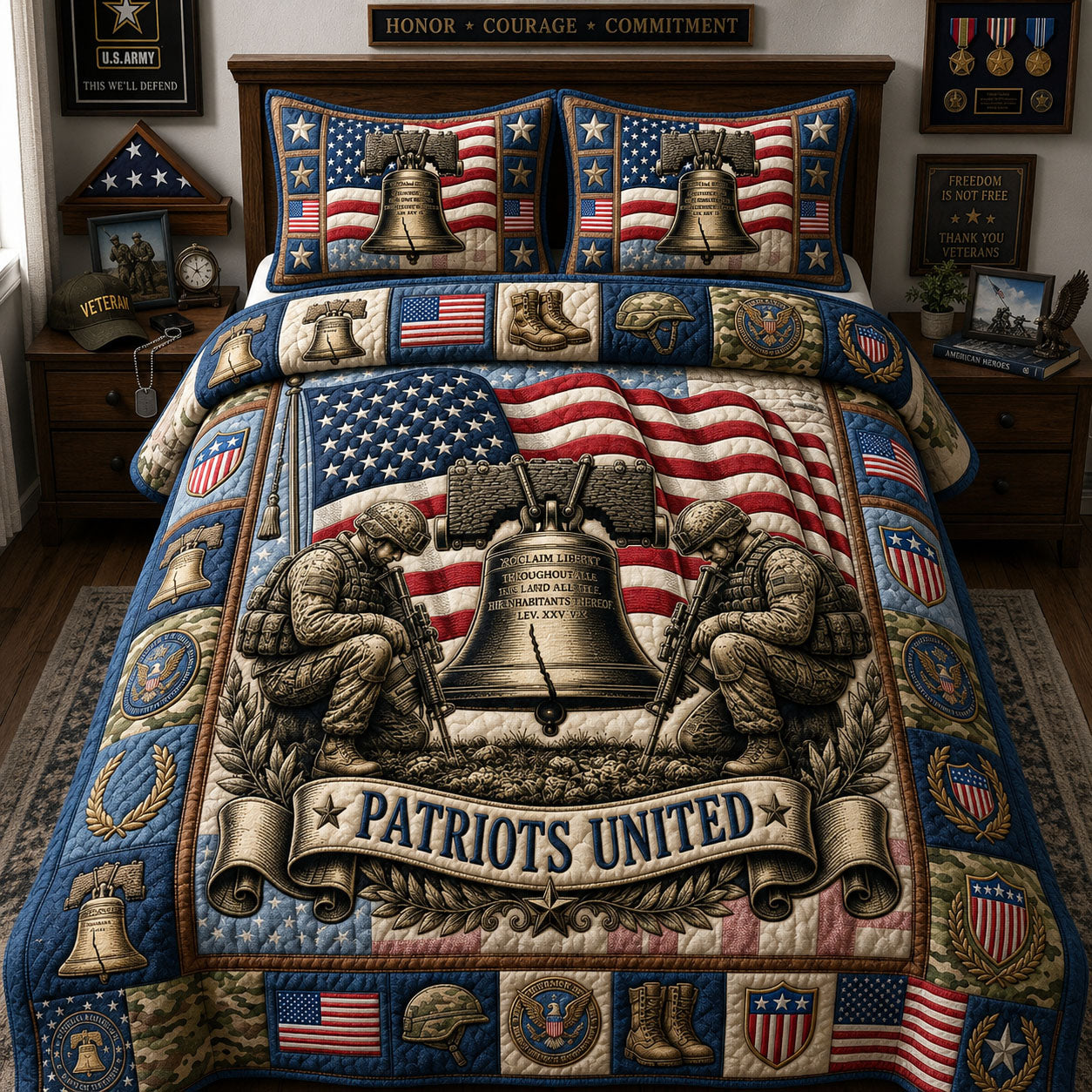 Patriots United 3-Piece Quilted Bedding Set GFTOPND1228