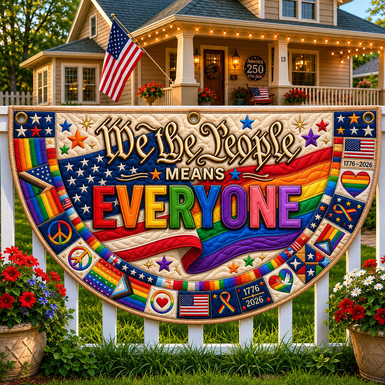 We The People Means Everyone Quilted Fan Flag GFTOPND186
